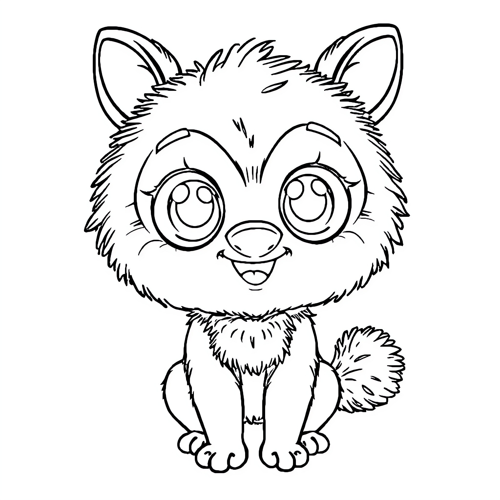 Labubu the Cute Furry Pet Coloring Page (free black-and-white line drawing printable PDF for all, from beginners to advanced learners, including children, teens, adults, and seniors)