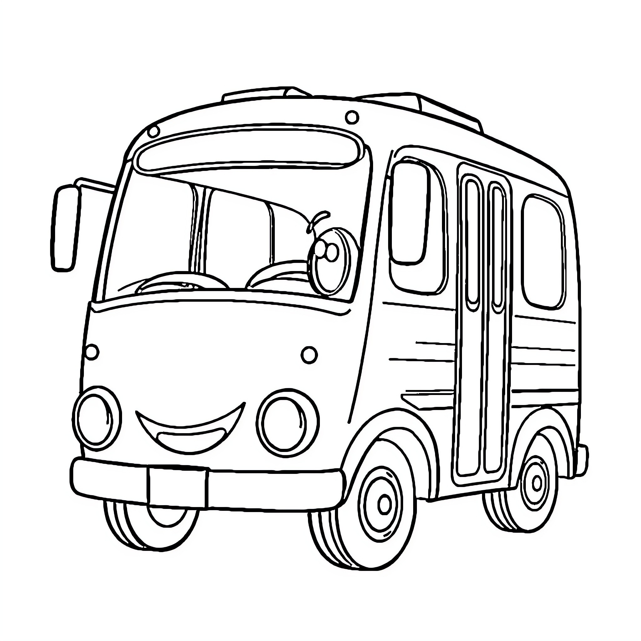 Tayo's Friendly Transport Vehicle Coloring Page (free black-and-white line drawing printable PDF for all, from beginners to advanced learners, including children, teens, adults, and seniors)