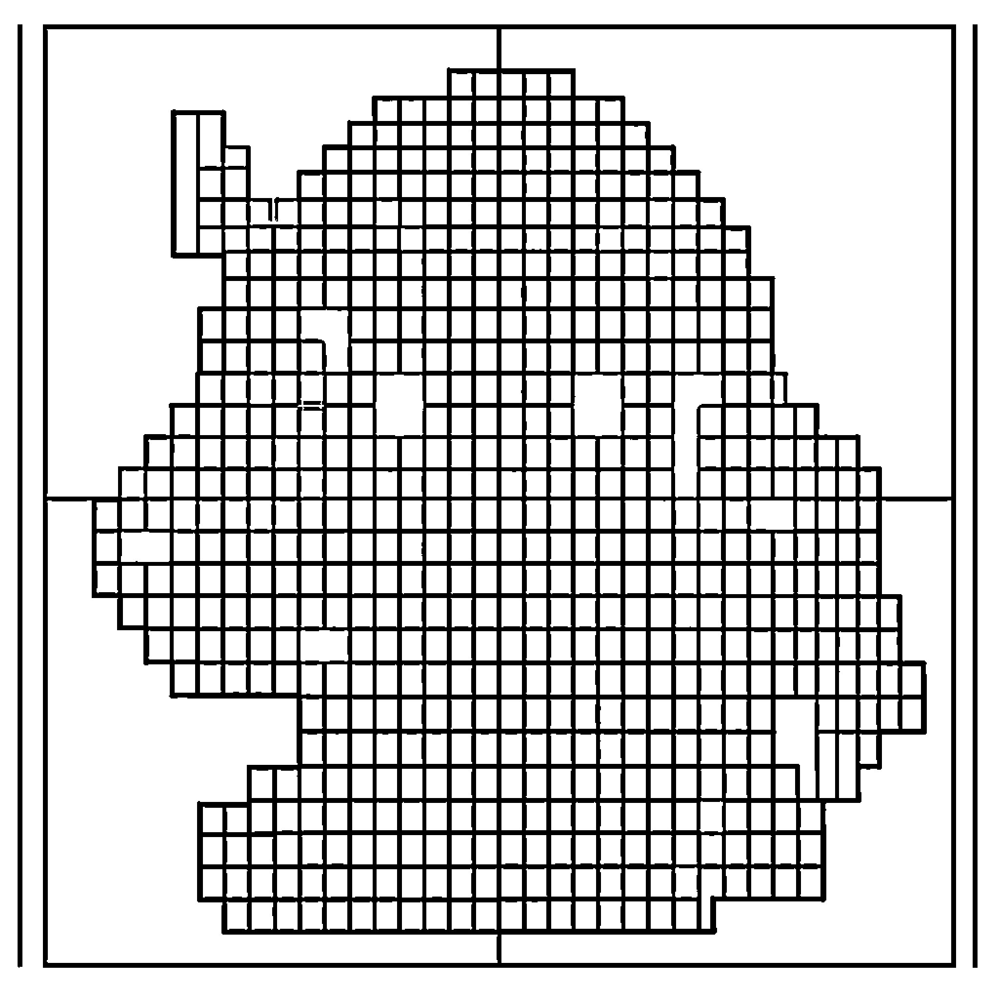 Drawing of a character made of a grid pattern Coloring Page (free black-and-white line drawing printable PDF for all, from beginners to advanced learners, including children, teens, adults, and seniors)