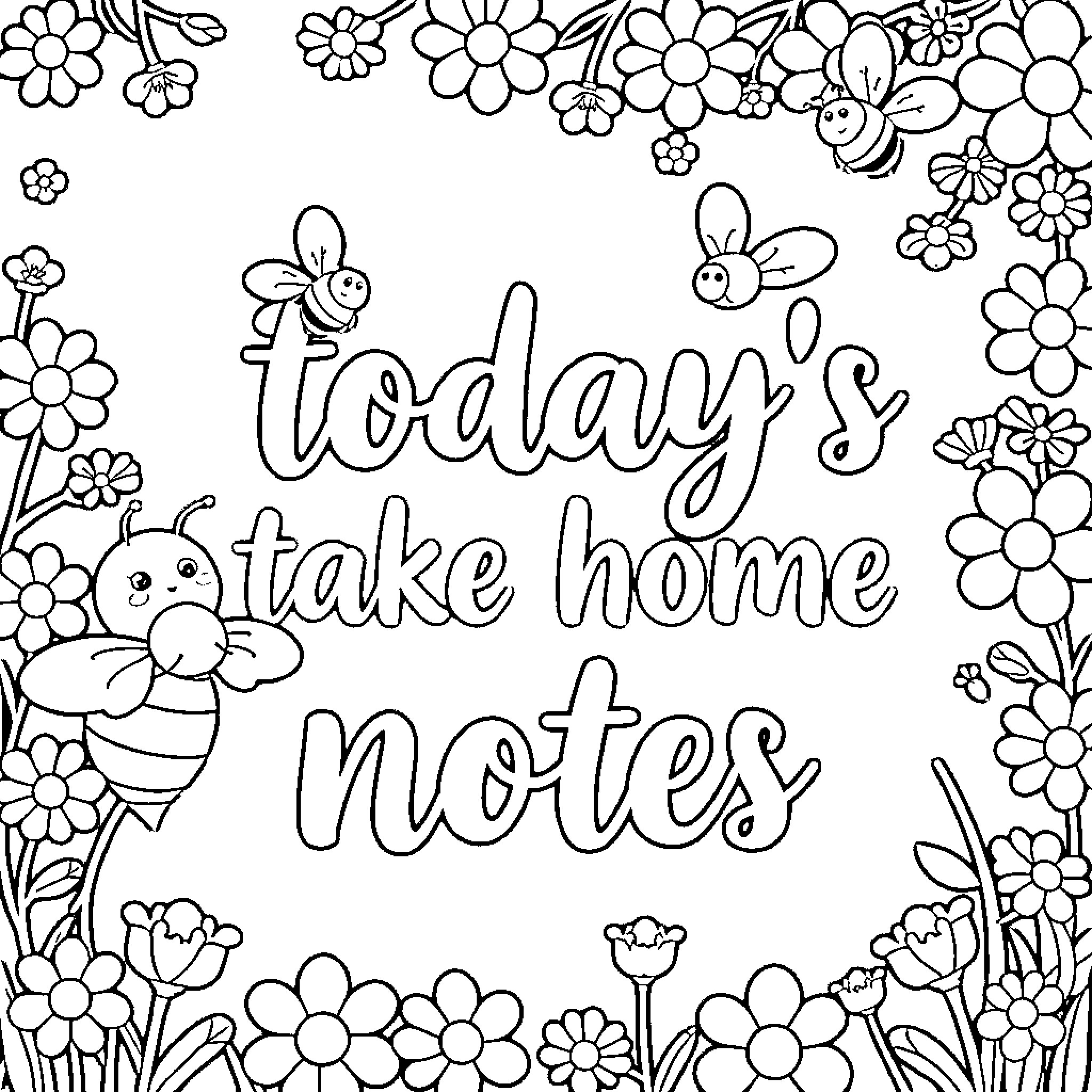 Bee's Delightful Floral Adventure Coloring Page (free black-and-white line drawing printable PDF for all, from beginners to advanced learners, including children, teens, adults, and seniors)