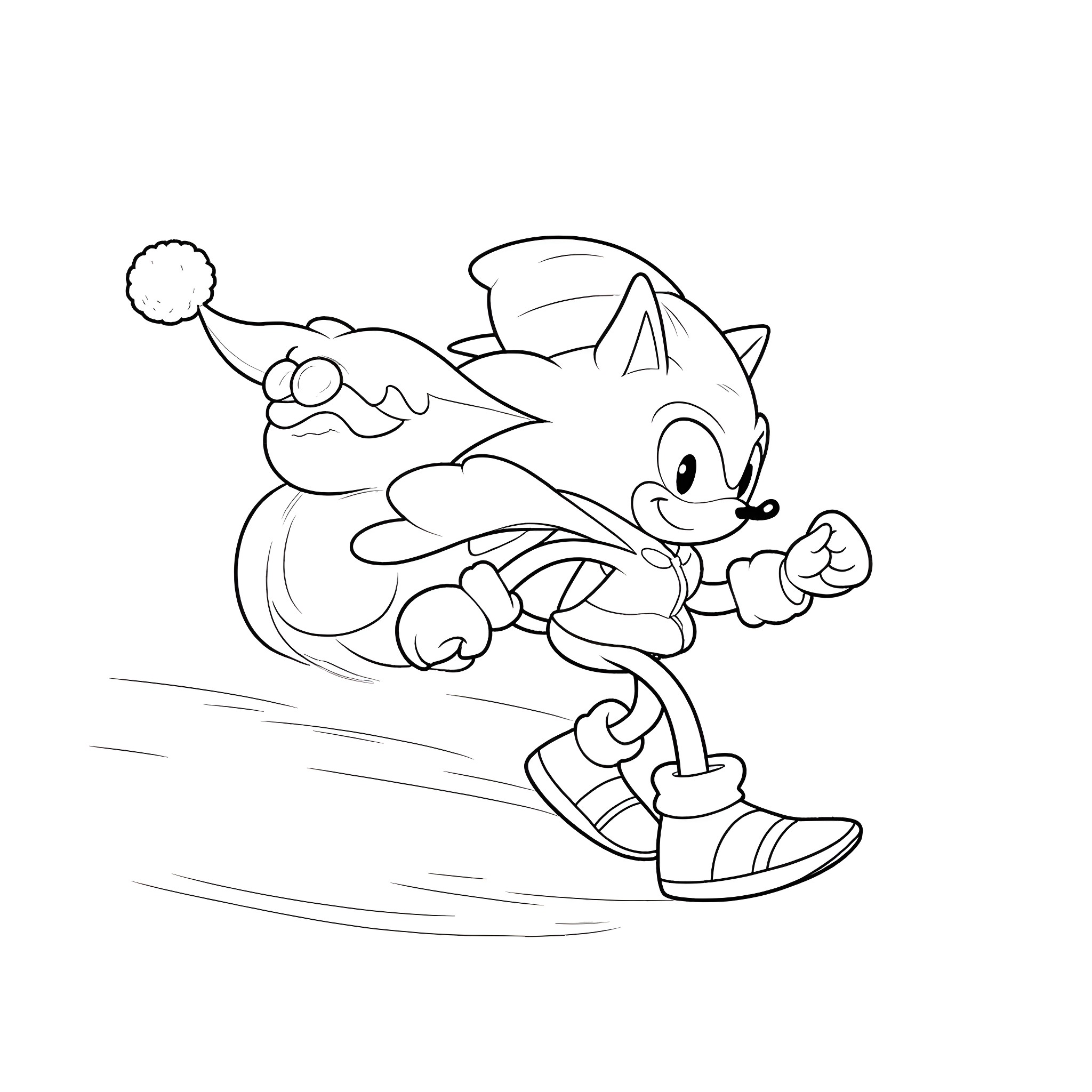 Sonic speeding on skateboard with energy blast Coloring Page (free black-and-white line drawing printable PDF for all, from beginners to advanced learners, including children, teens, adults, and seniors)