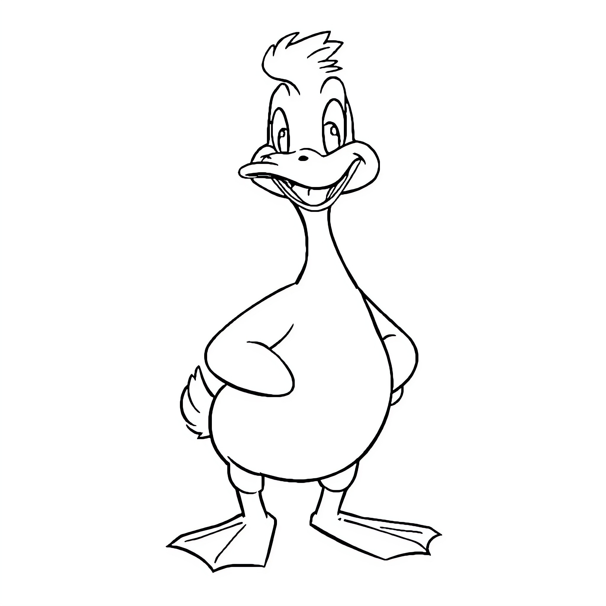 Psyduck with a Cheerful Expression Coloring Page (free black-and-white line drawing printable PDF for all, from beginners to advanced learners, including children, teens, adults, and seniors)