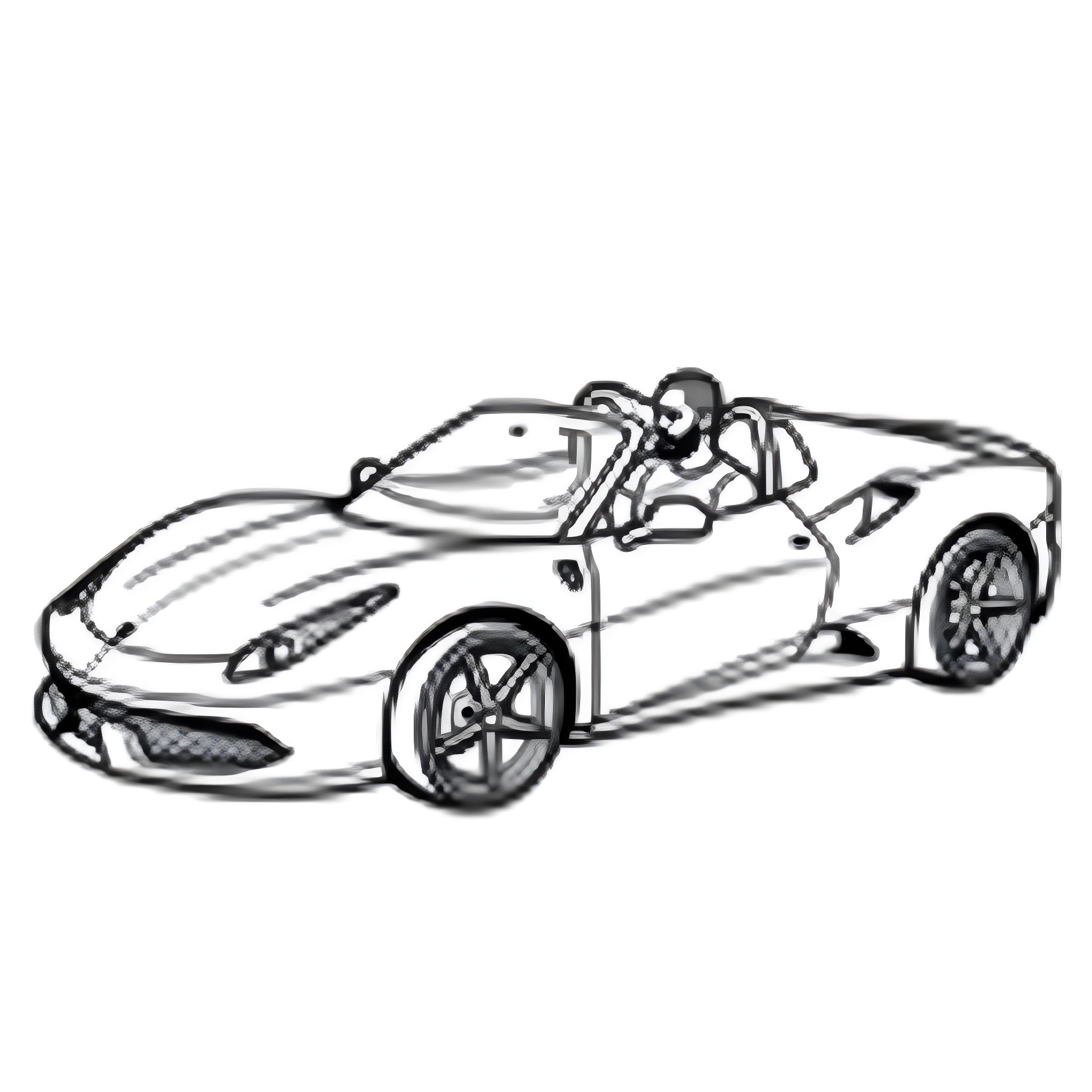 Ferrari sports car driving on the road Coloring Page (free black-and-white line drawing printable PDF for all, from beginners to advanced learners, including children, teens, adults, and seniors)