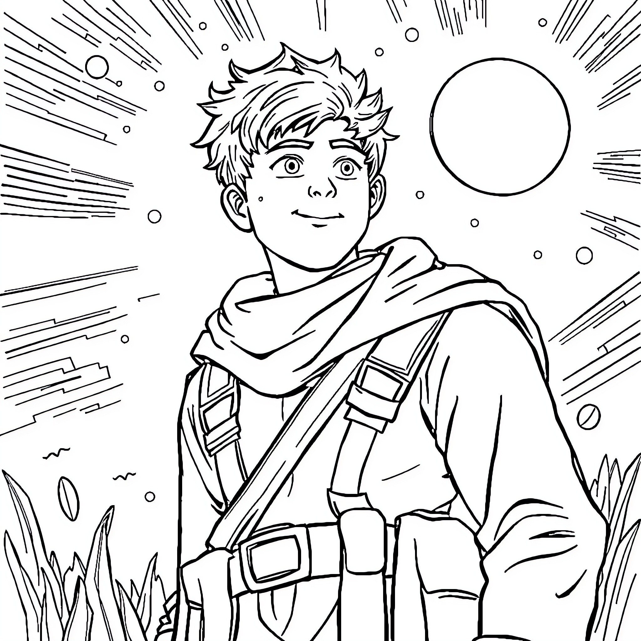 Nicolas Nelson's adventurous outdoor exploration Coloring Page (free black-and-white line drawing printable PDF for all, from beginners to advanced learners, including children, teens, adults, and seniors)