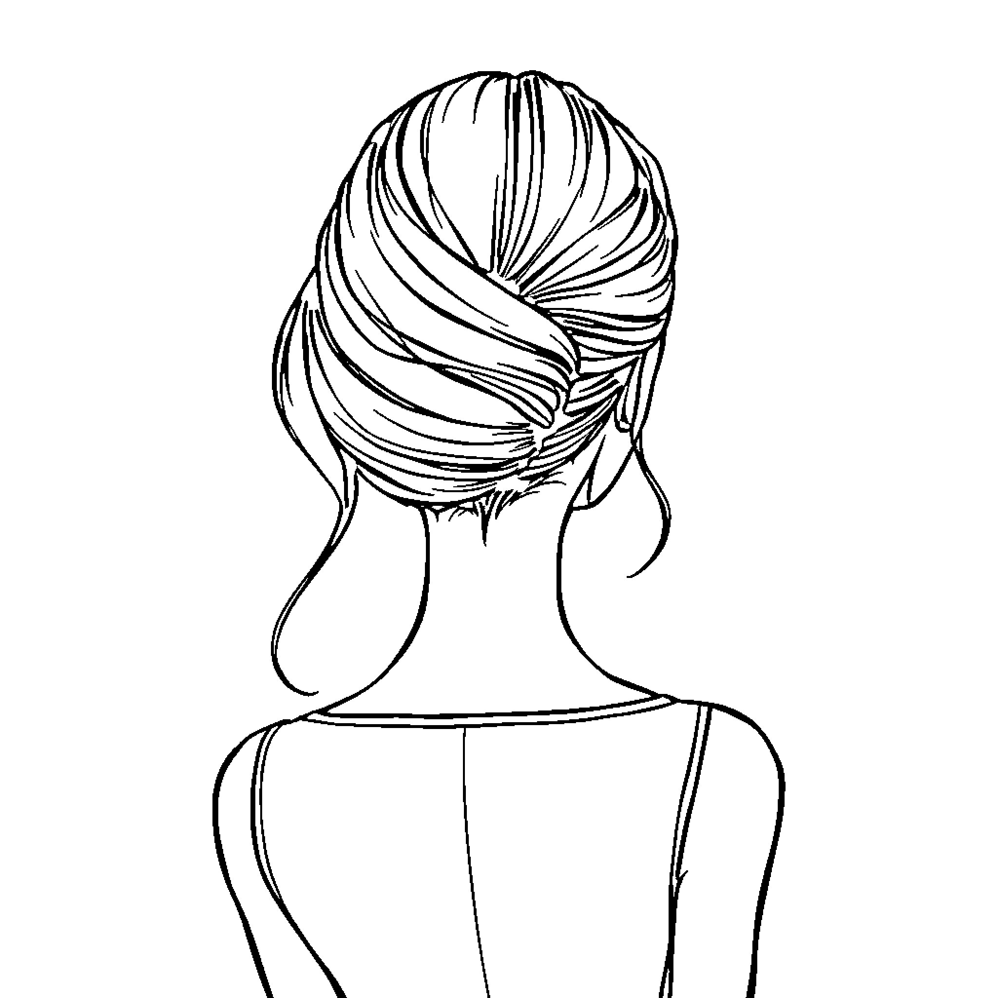 Tête à Coiffer: Stylish Hairstyle Showcase Coloring Page (free black-and-white line drawing printable PDF for all, from beginners to advanced learners, including children, teens, adults, and seniors)