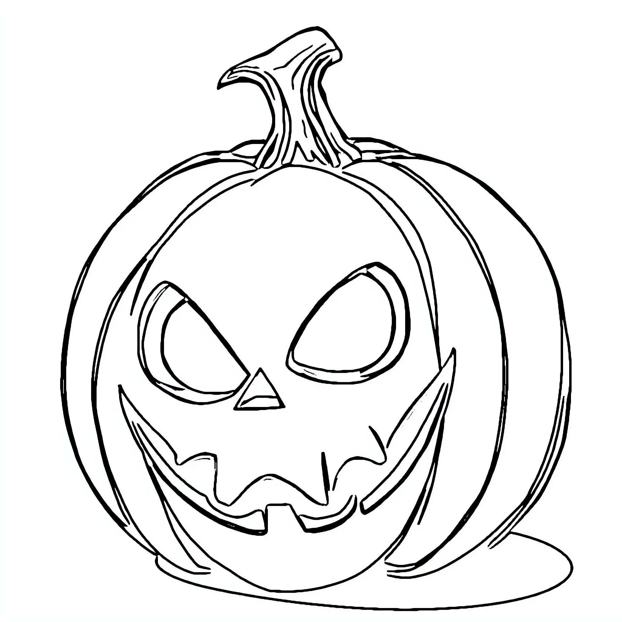 Pumpkin with Jack-o'-lantern face Coloring Page (free black-and-white line drawing printable PDF for all, from beginners to advanced learners, including children, teens, adults, and seniors)