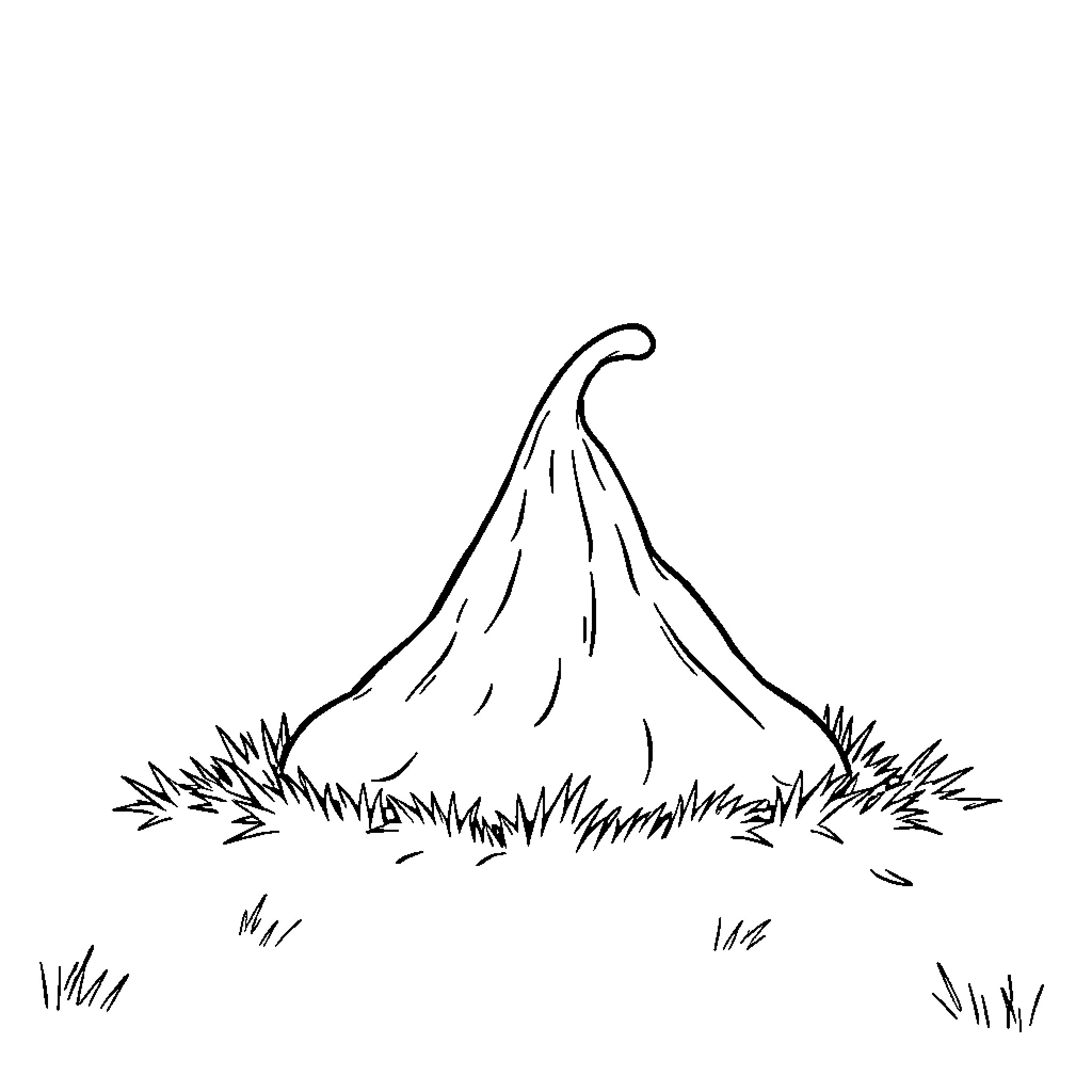Poop in the grassy field Coloring Page (free black-and-white line drawing printable PDF for all, from beginners to advanced learners, including children, teens, adults, and seniors)