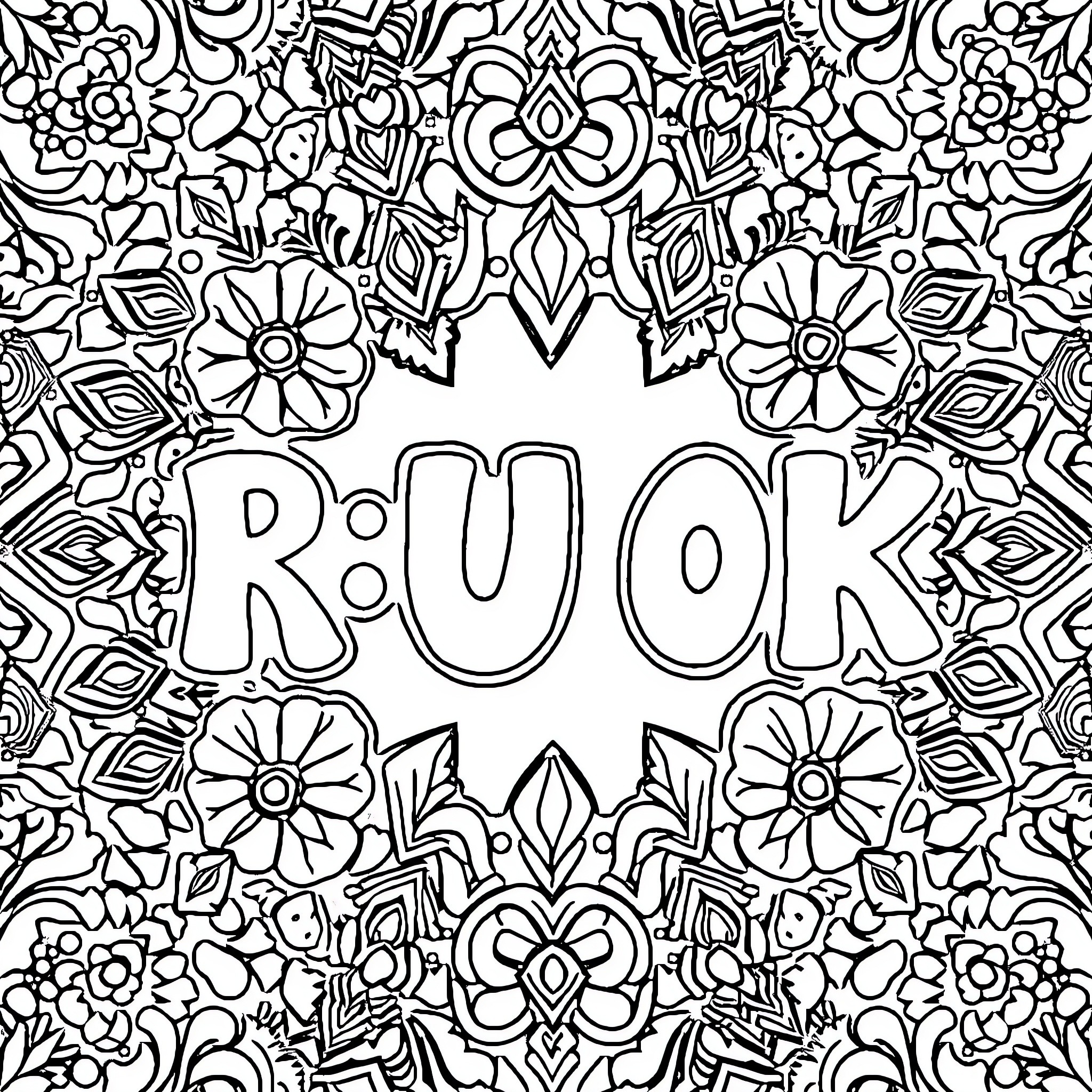 Mindfulness through intricate floral patterns Coloring Page (free black-and-white line drawing printable PDF for all, from beginners to advanced learners, including children, teens, adults, and seniors)