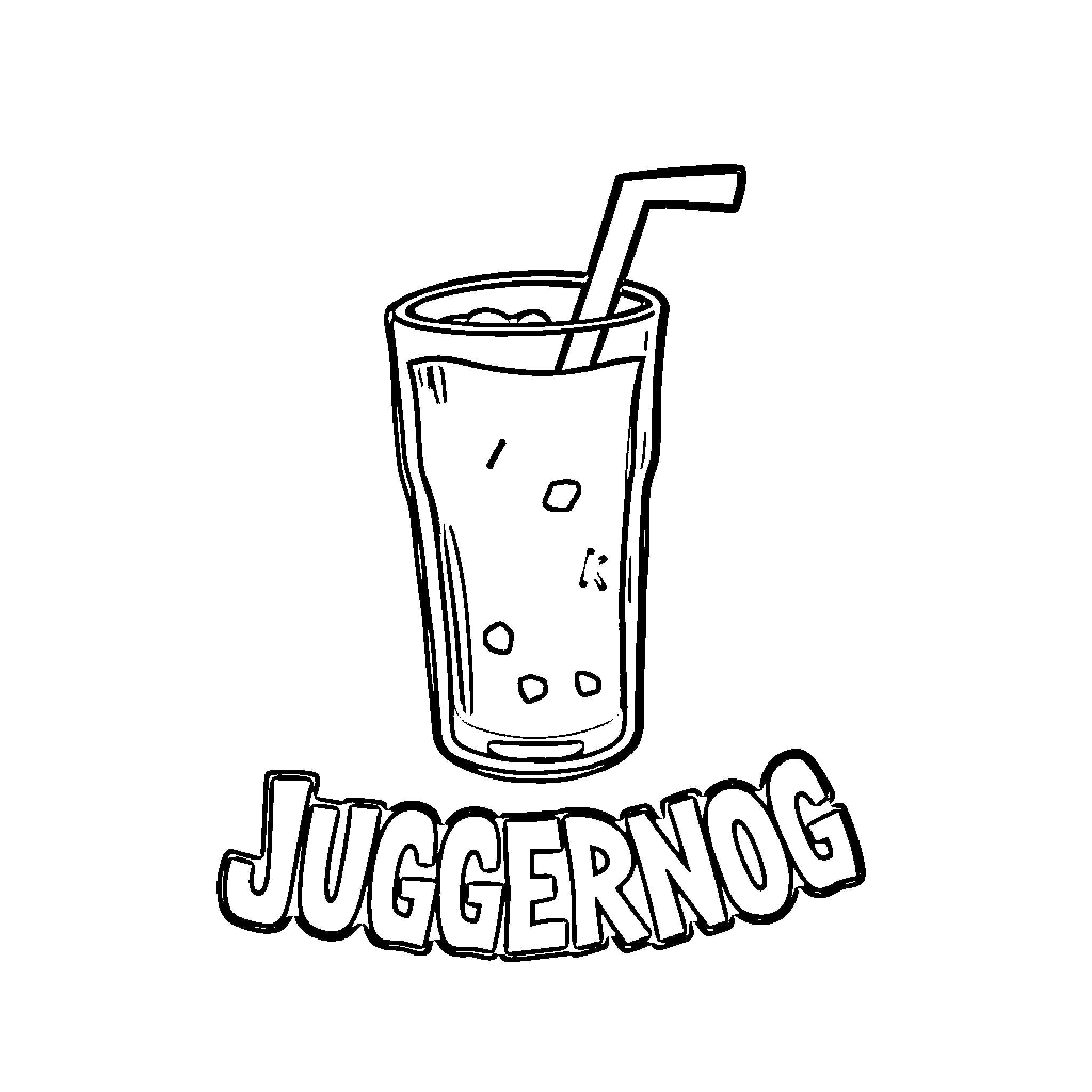 Juggernog refreshing beverage with straw Coloring Page (free black-and-white line drawing printable PDF for all, from beginners to advanced learners, including children, teens, adults, and seniors)