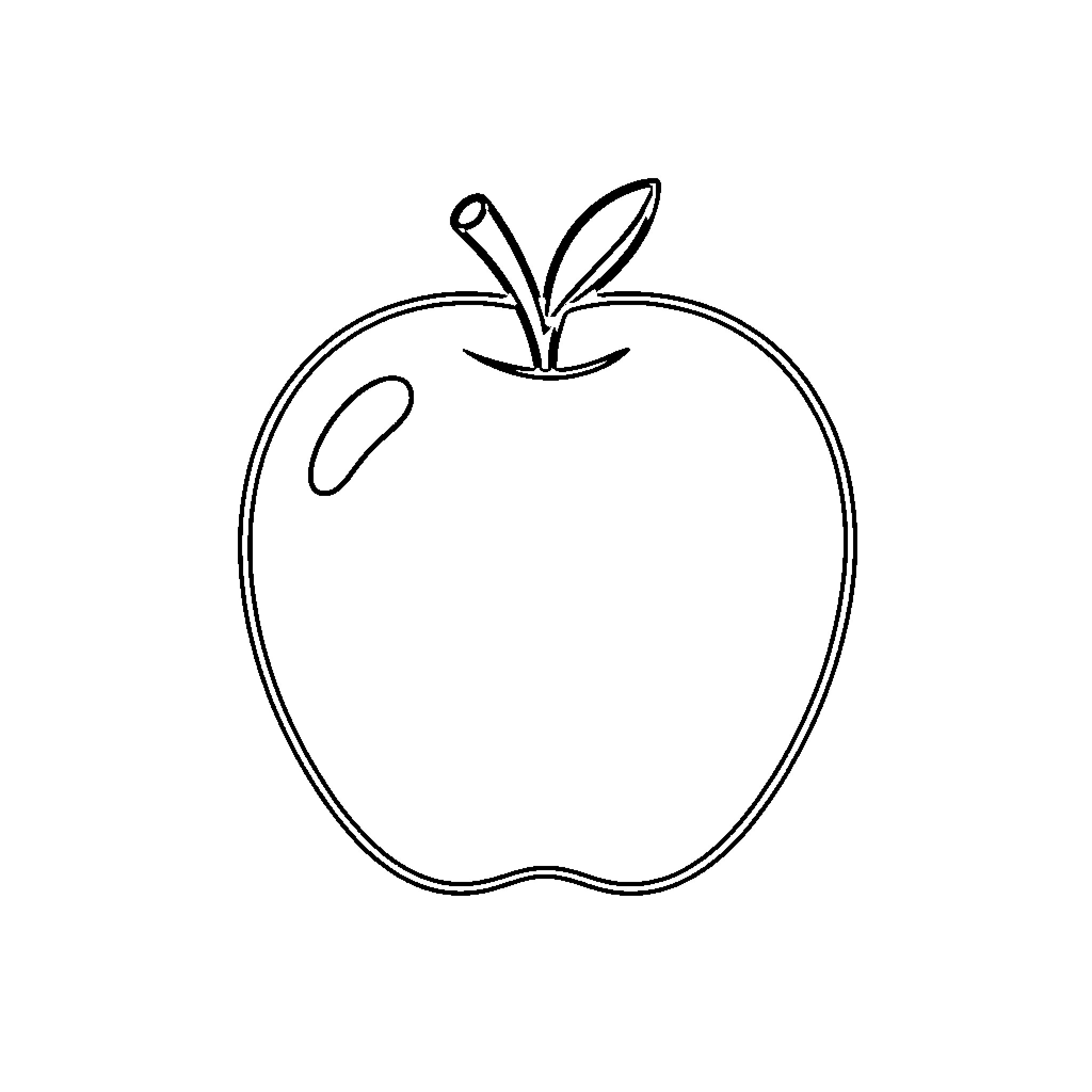Apple standing alone with a stem and leaf Coloring Page (free black-and-white line drawing printable PDF for all, from beginners to advanced learners, including children, teens, adults, and seniors)