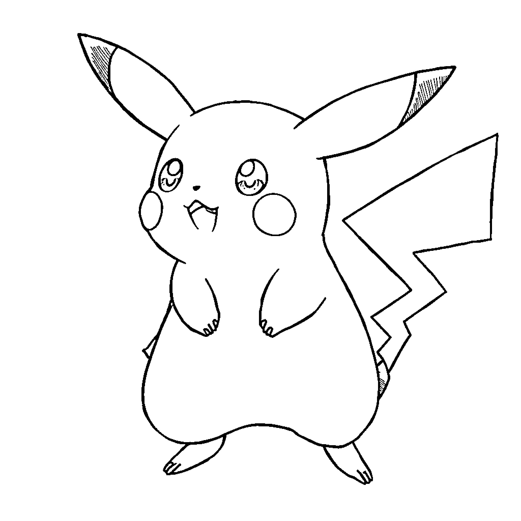 Pikachu in a simple, hand-drawn illustration Coloring Page (free black-and-white line drawing printable PDF for all, from beginners to advanced learners, including children, teens, adults, and seniors)