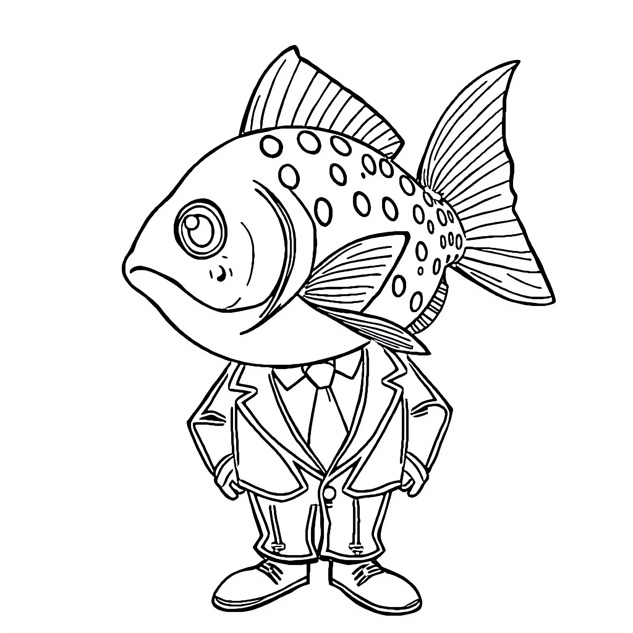 Kugelfisch in Clever Costume Coloring Page (free black-and-white line drawing printable PDF for all, from beginners to advanced learners, including children, teens, adults, and seniors)