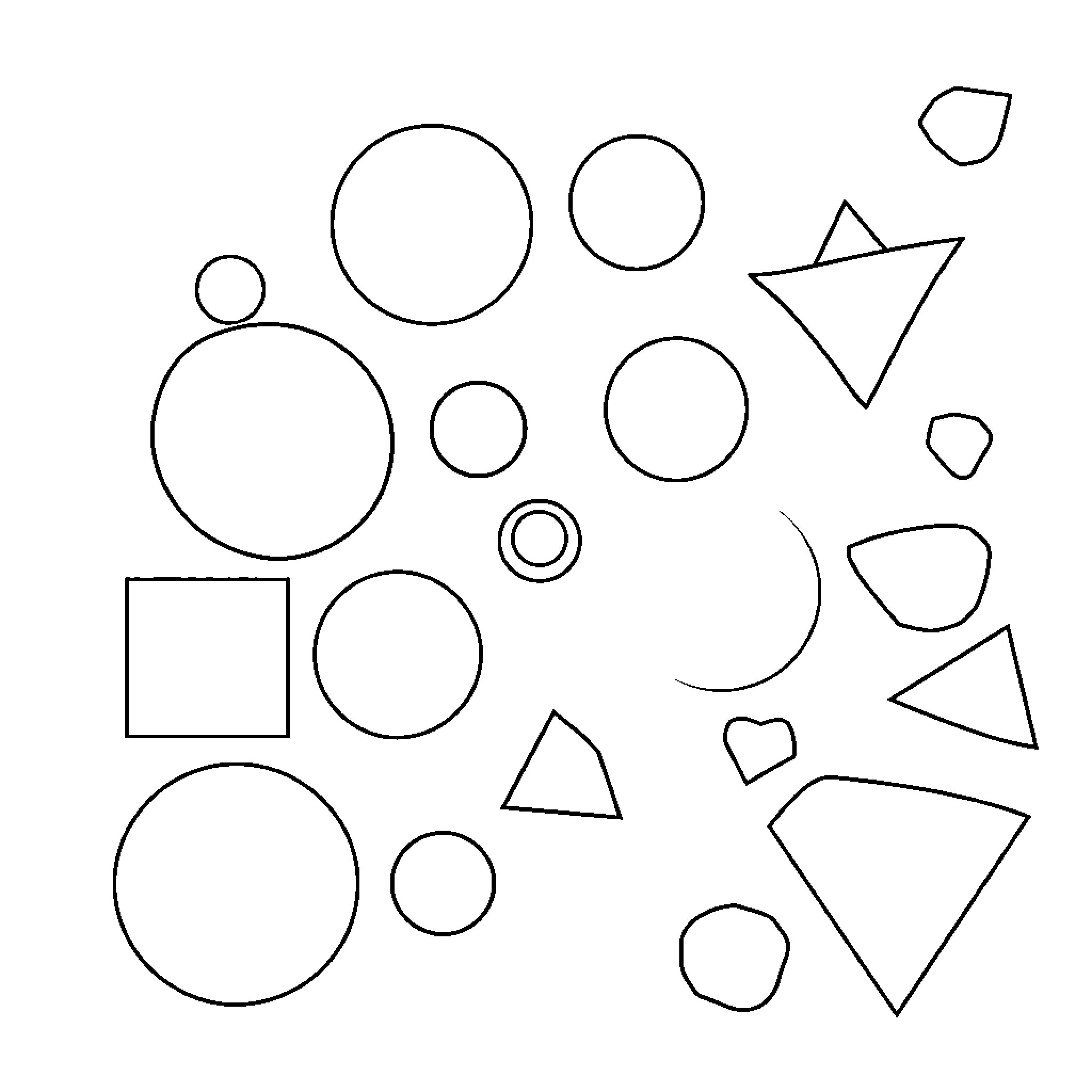 Shape exploration of geometric forms Coloring Page (free black-and-white line drawing printable PDF for all, from beginners to advanced learners, including children, teens, adults, and seniors)