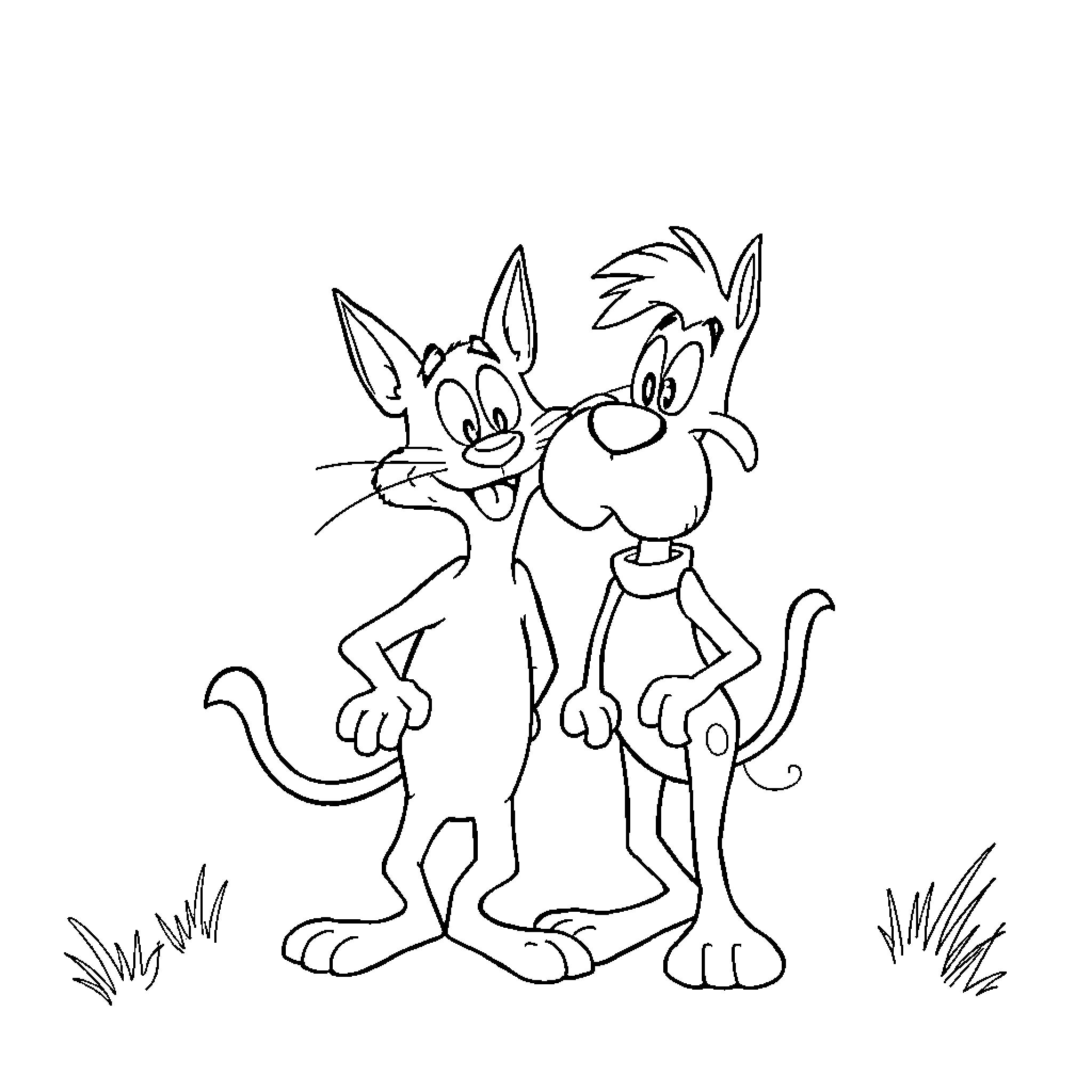 Ren and Stimpy's Silly Antics Coloring Page (free black-and-white line drawing printable PDF for all, from beginners to advanced learners, including children, teens, adults, and seniors)