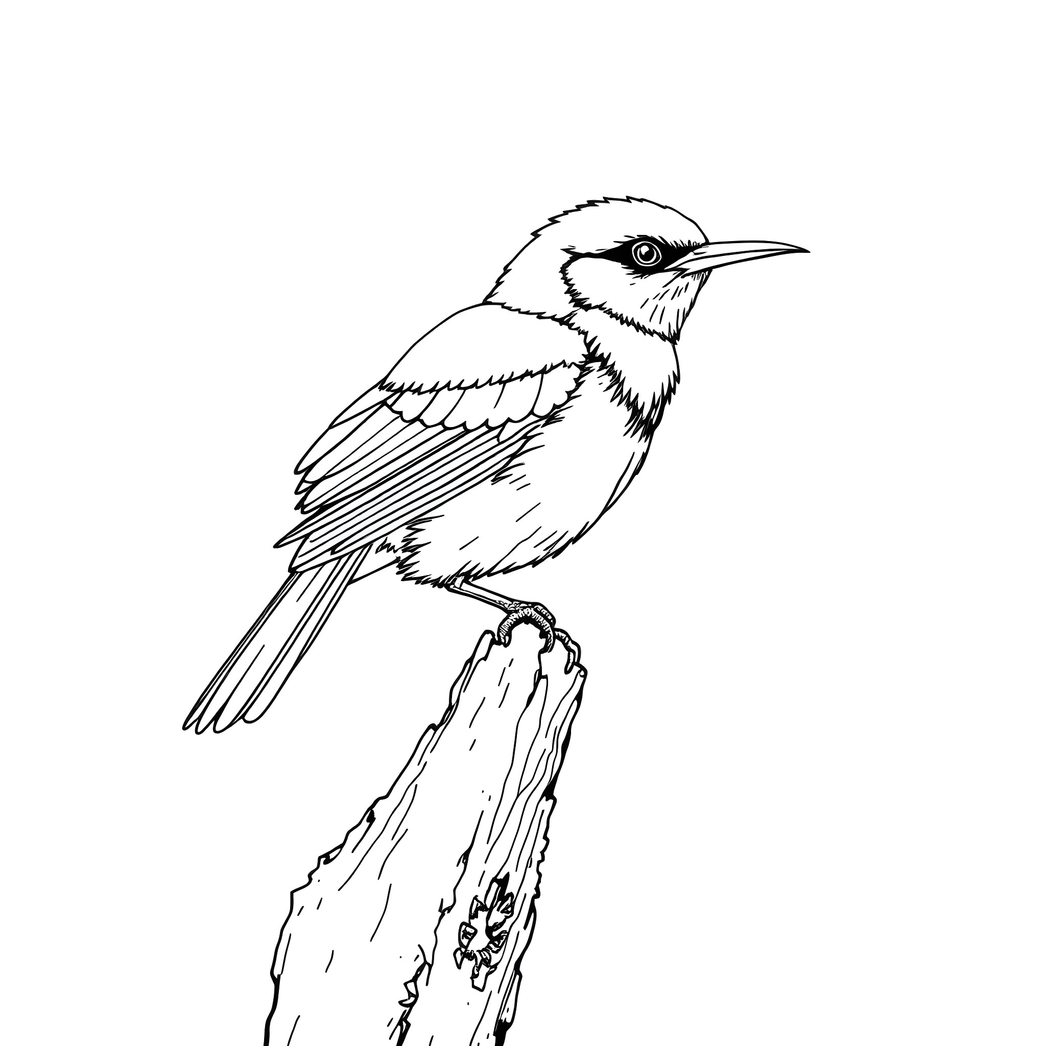 Dacnis bird perched on a branch Coloring Page (free black-and-white line drawing printable PDF for all, from beginners to advanced learners, including children, teens, adults, and seniors)