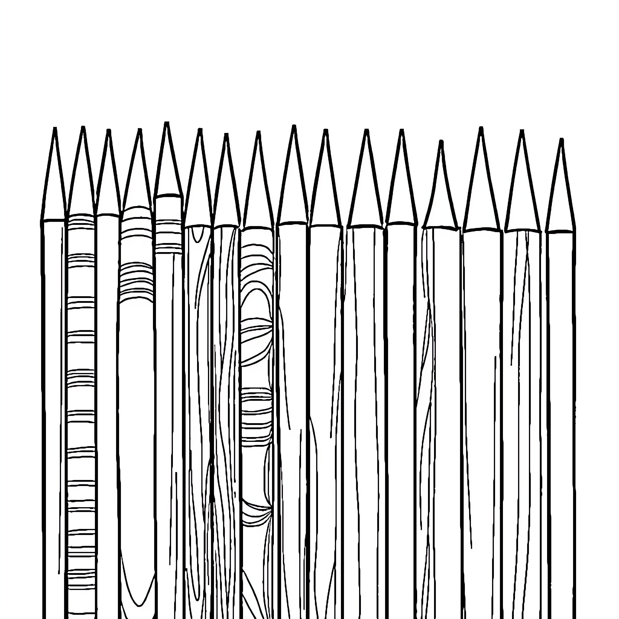Lineales Arrangement of Pencils and Lines Coloring Page (free black-and-white line drawing printable PDF for all, from beginners to advanced learners, including children, teens, adults, and seniors)