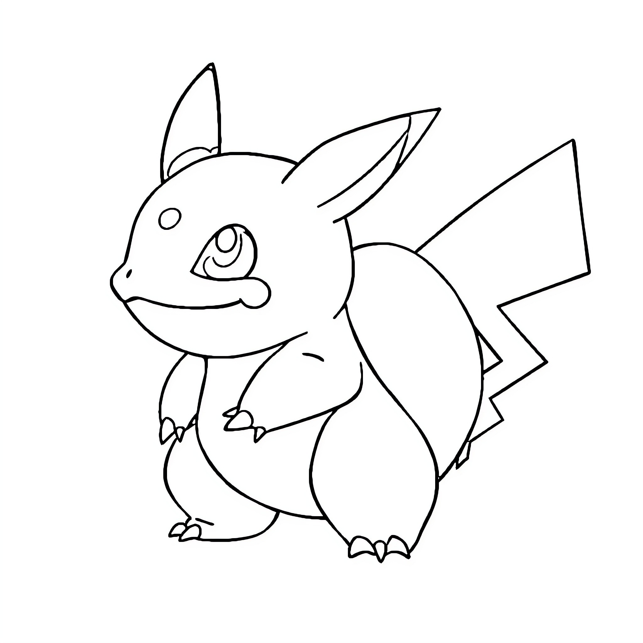 Bulbasaur in a cheerful pose Coloring Page (free black-and-white line drawing printable PDF for all, from beginners to advanced learners, including children, teens, adults, and seniors)