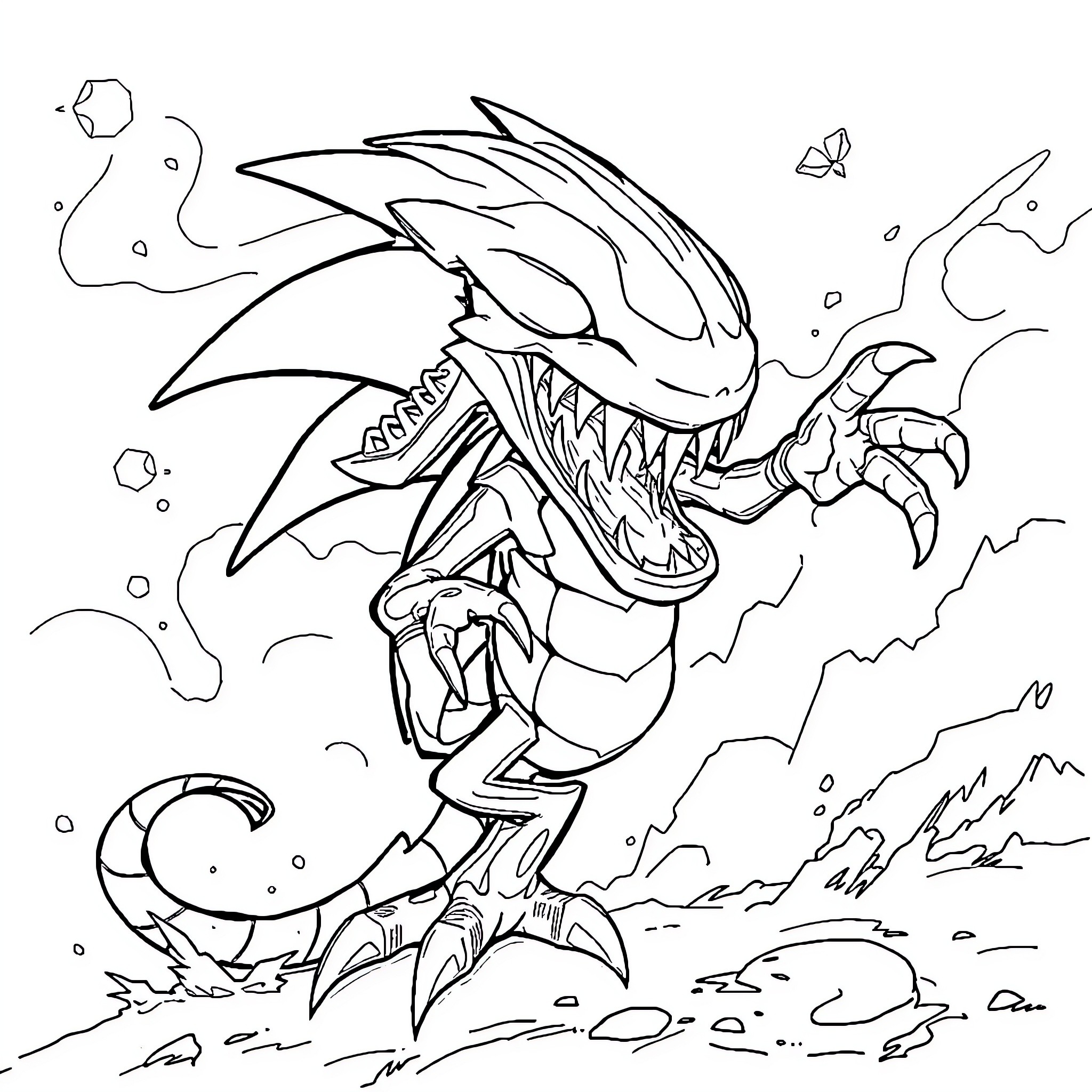 Sonic's Fierce Encounter with Monstrous Foe Coloring Page (free black-and-white line drawing printable PDF for all, from beginners to advanced learners, including children, teens, adults, and seniors)