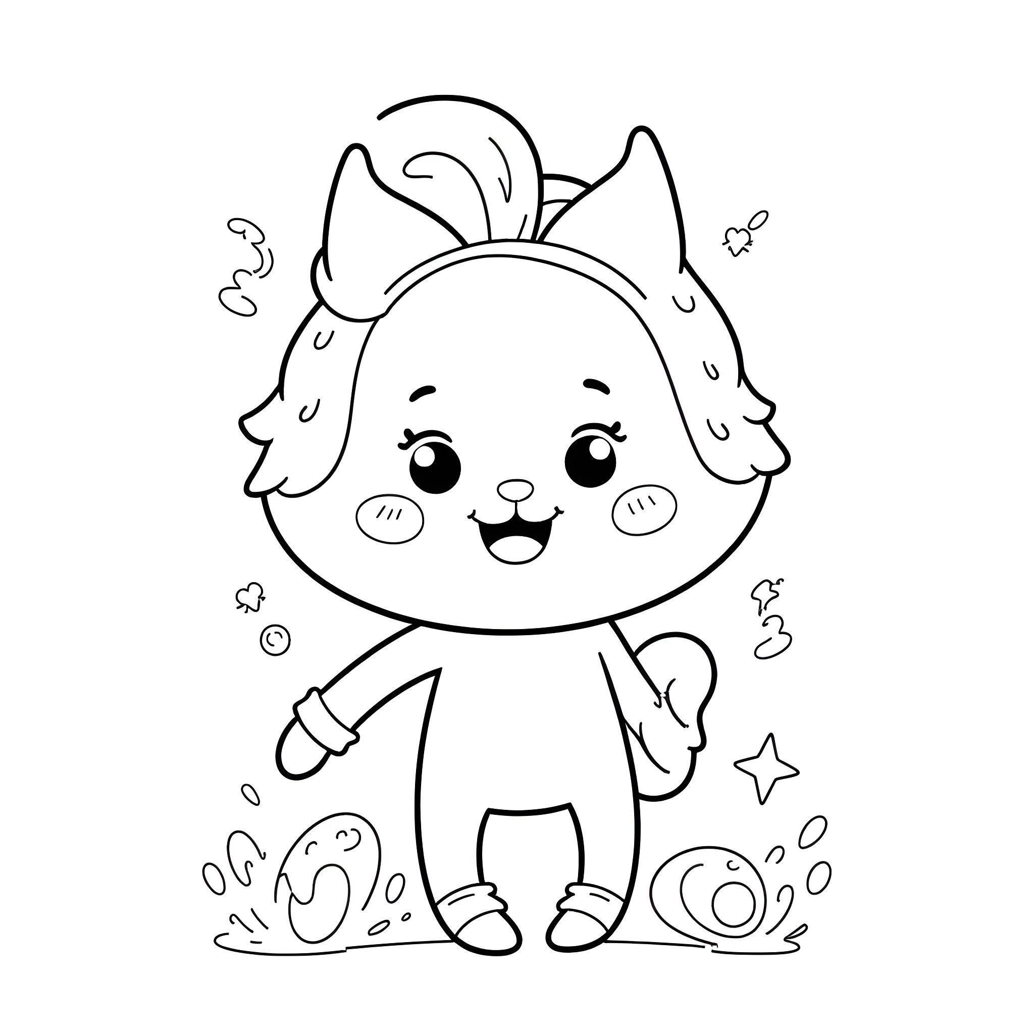 Sprunki's Whimsical Adventures Coloring Page (free black-and-white line drawing printable PDF for all, from beginners to advanced learners, including children, teens, adults, and seniors)