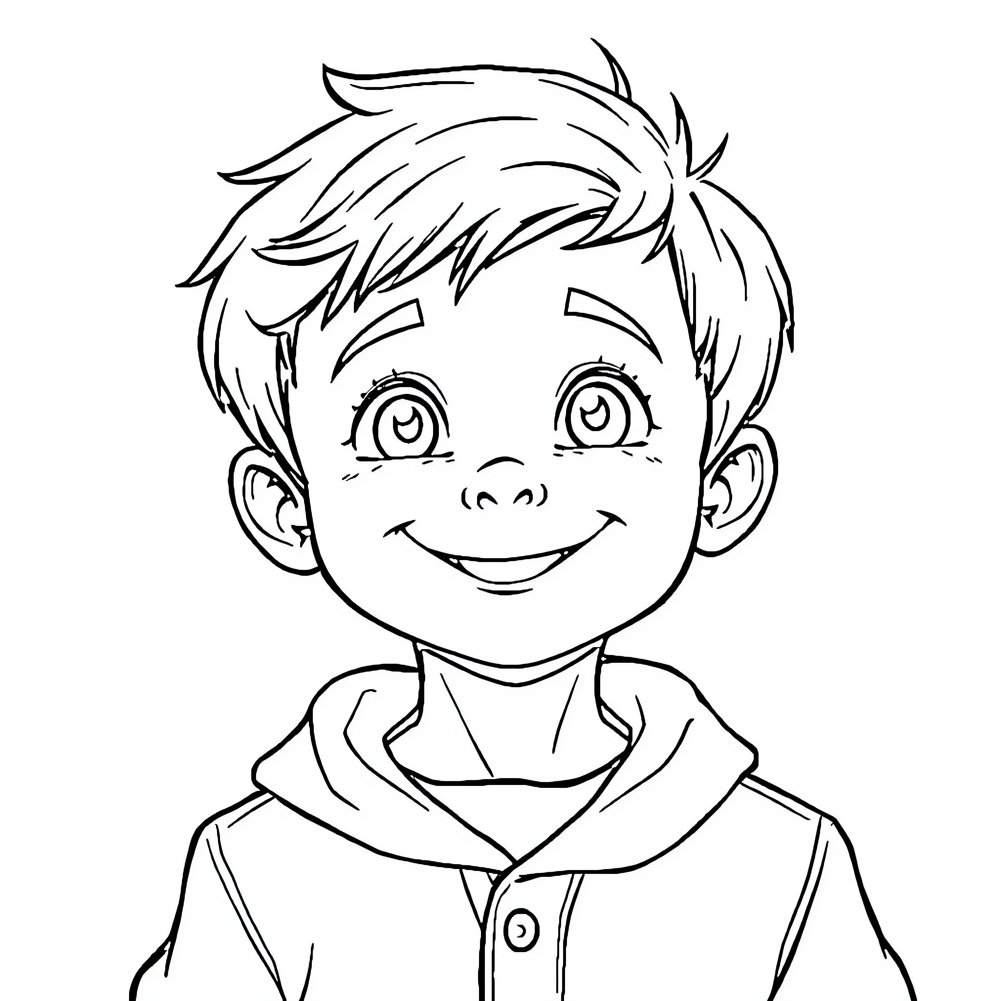 Luca's Delightful Smile and Friendly Expression Coloring Page (free black-and-white line drawing printable PDF for all, from beginners to advanced learners, including children, teens, adults, and seniors)