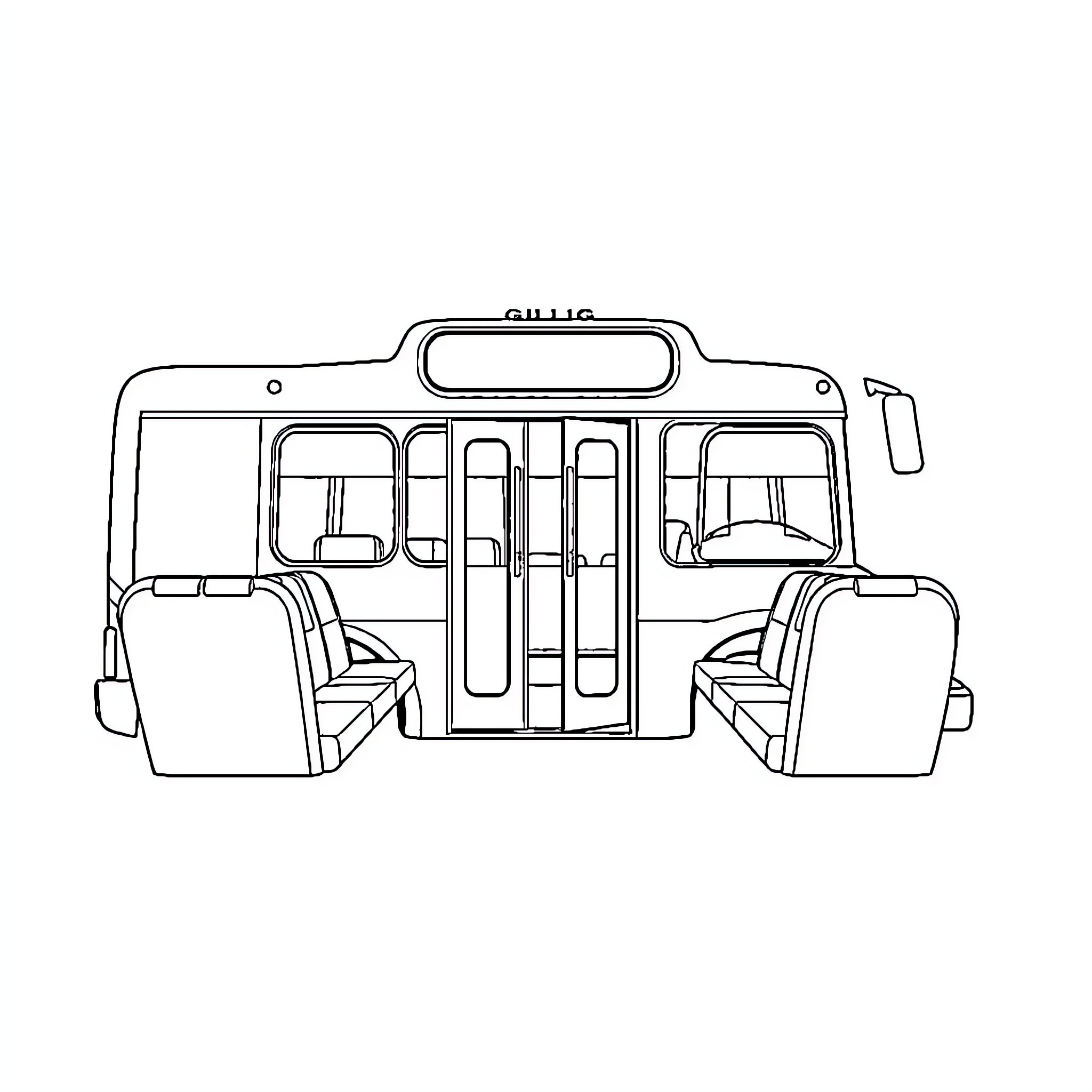 Bus with passengers in simple outline Coloring Page (free black-and-white line drawing printable PDF for all, from beginners to advanced learners, including children, teens, adults, and seniors)