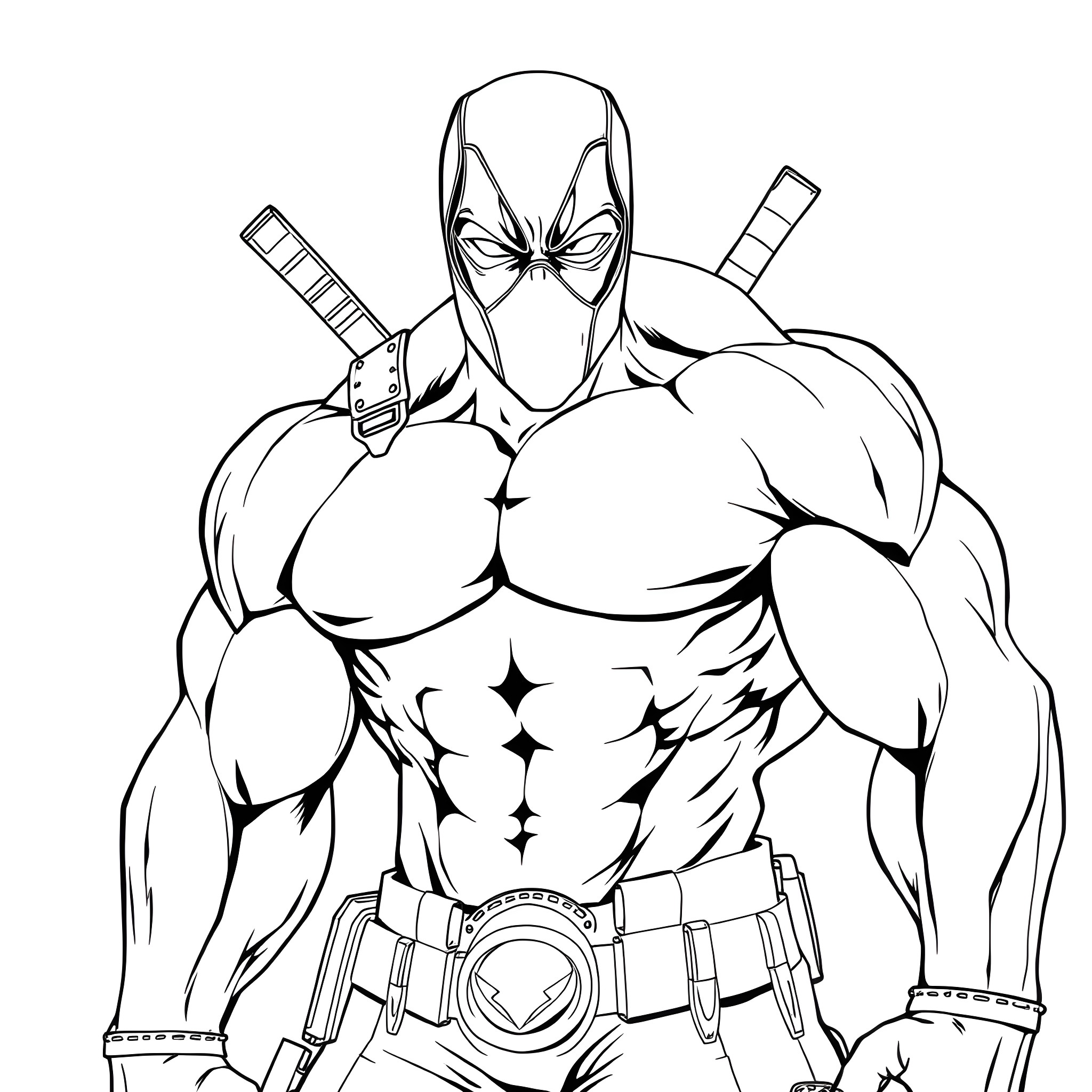 Hulk Hero in Action Pose with Weapons Coloring Page (free black-and-white line drawing printable PDF for all, from beginners to advanced learners, including children, teens, adults, and seniors)