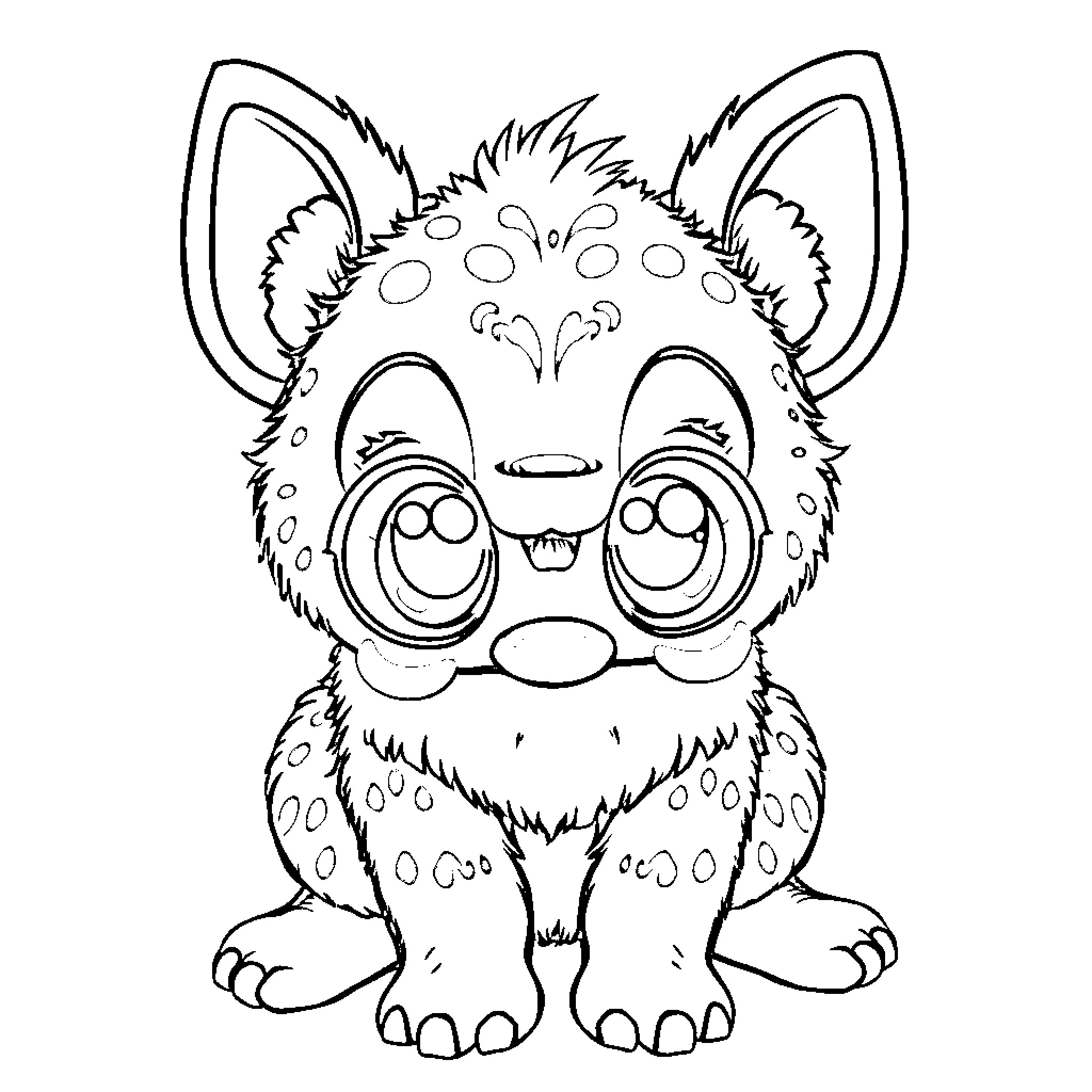 Labubu's Adorable Spotted Companion Coloring Page (free black-and-white line drawing printable PDF for all, from beginners to advanced learners, including children, teens, adults, and seniors)