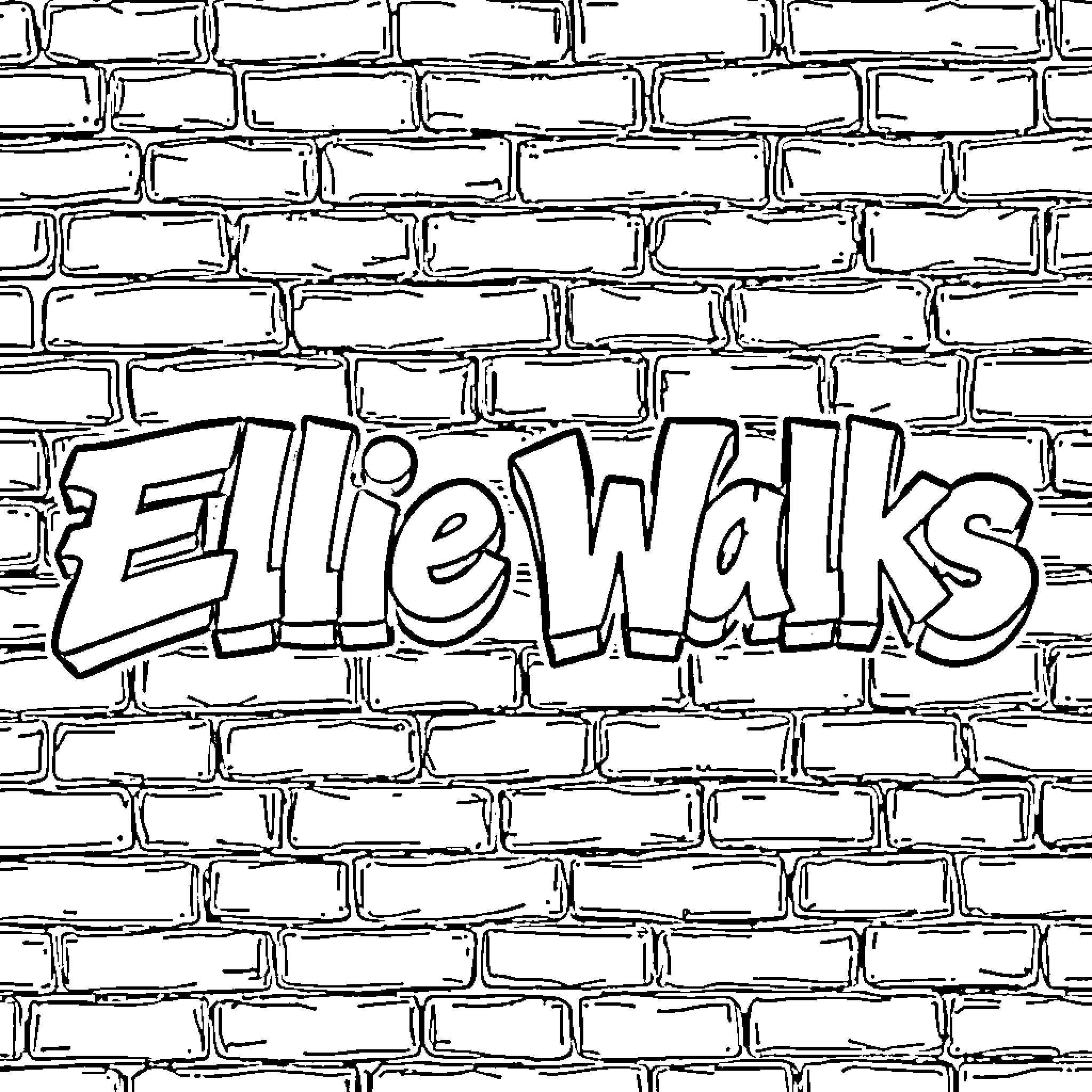 Ellie Walks Along the Brick Wall Coloring Page (free black-and-white line drawing printable PDF for all, from beginners to advanced learners, including children, teens, adults, and seniors)