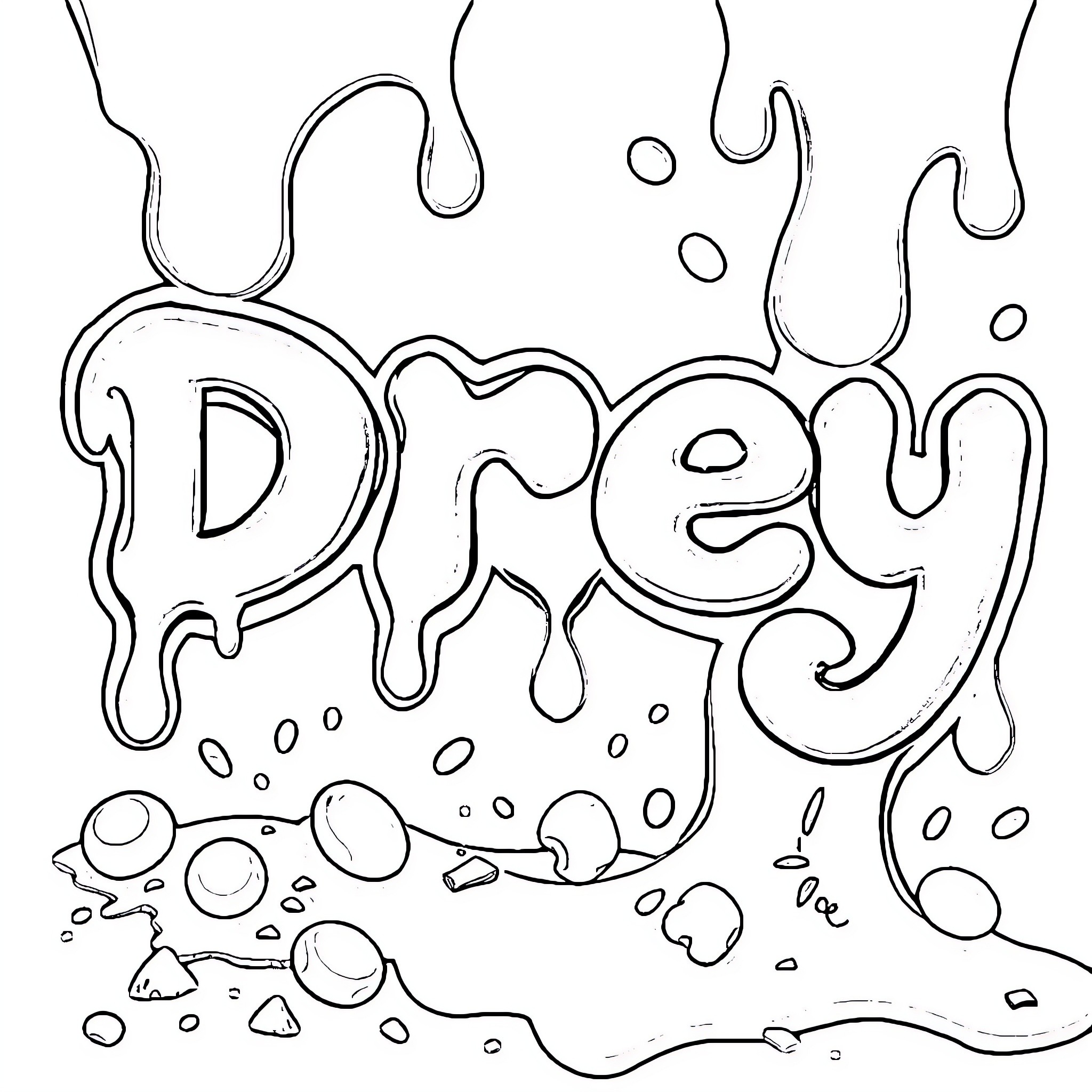 Drey playing in the dreamy liquid pool Coloring Page (free black-and-white line drawing printable PDF for all, from beginners to advanced learners, including children, teens, adults, and seniors)