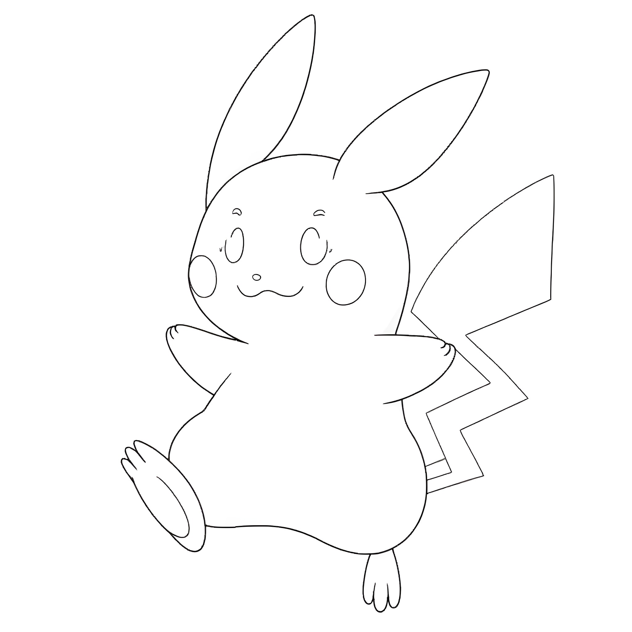 Pokémon character waving and smiling Coloring Page (free black-and-white line drawing printable PDF for all, from beginners to advanced learners, including children, teens, adults, and seniors)