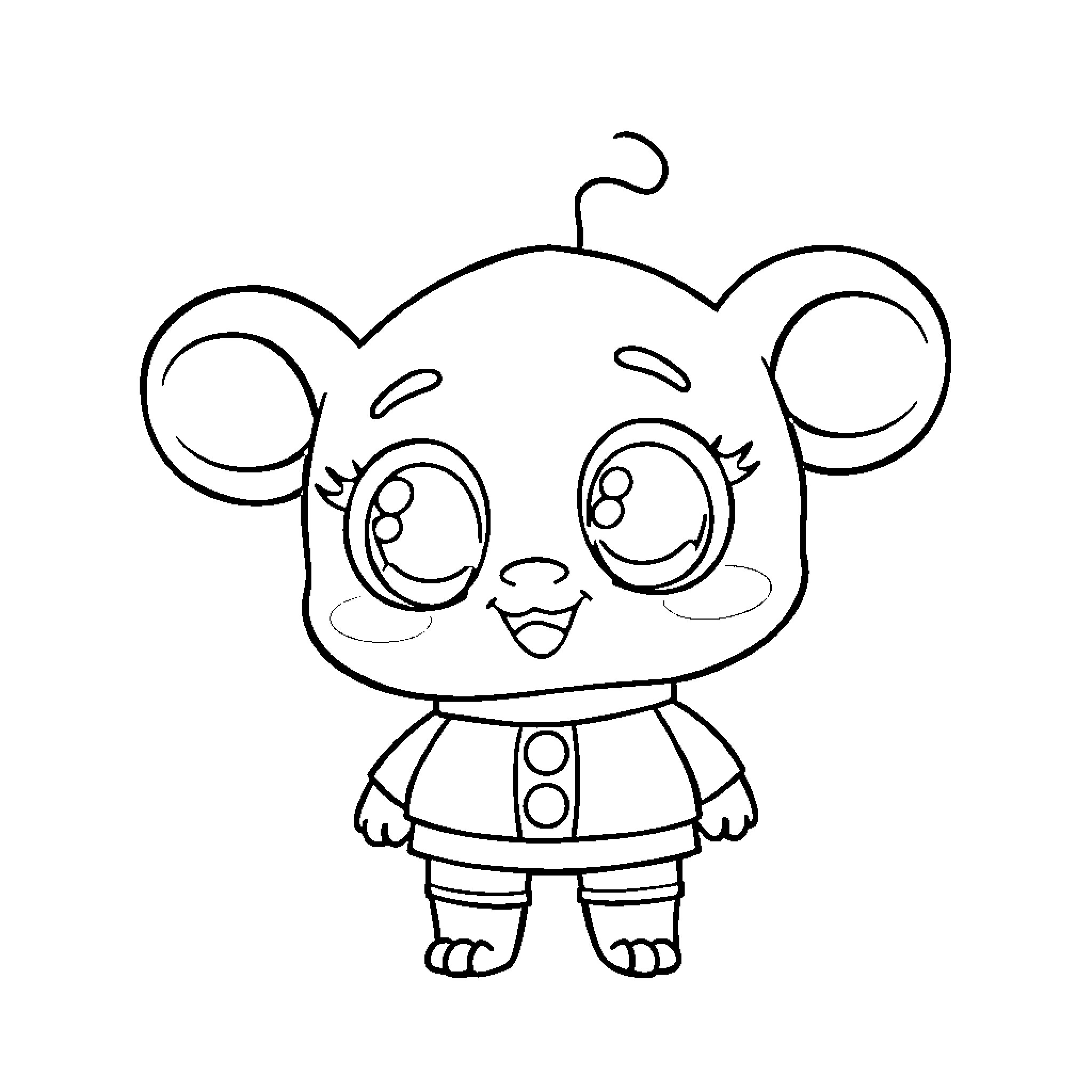 Labubu the adorable cartoon character Coloring Page (free black-and-white line drawing printable PDF for all, from beginners to advanced learners, including children, teens, adults, and seniors)
