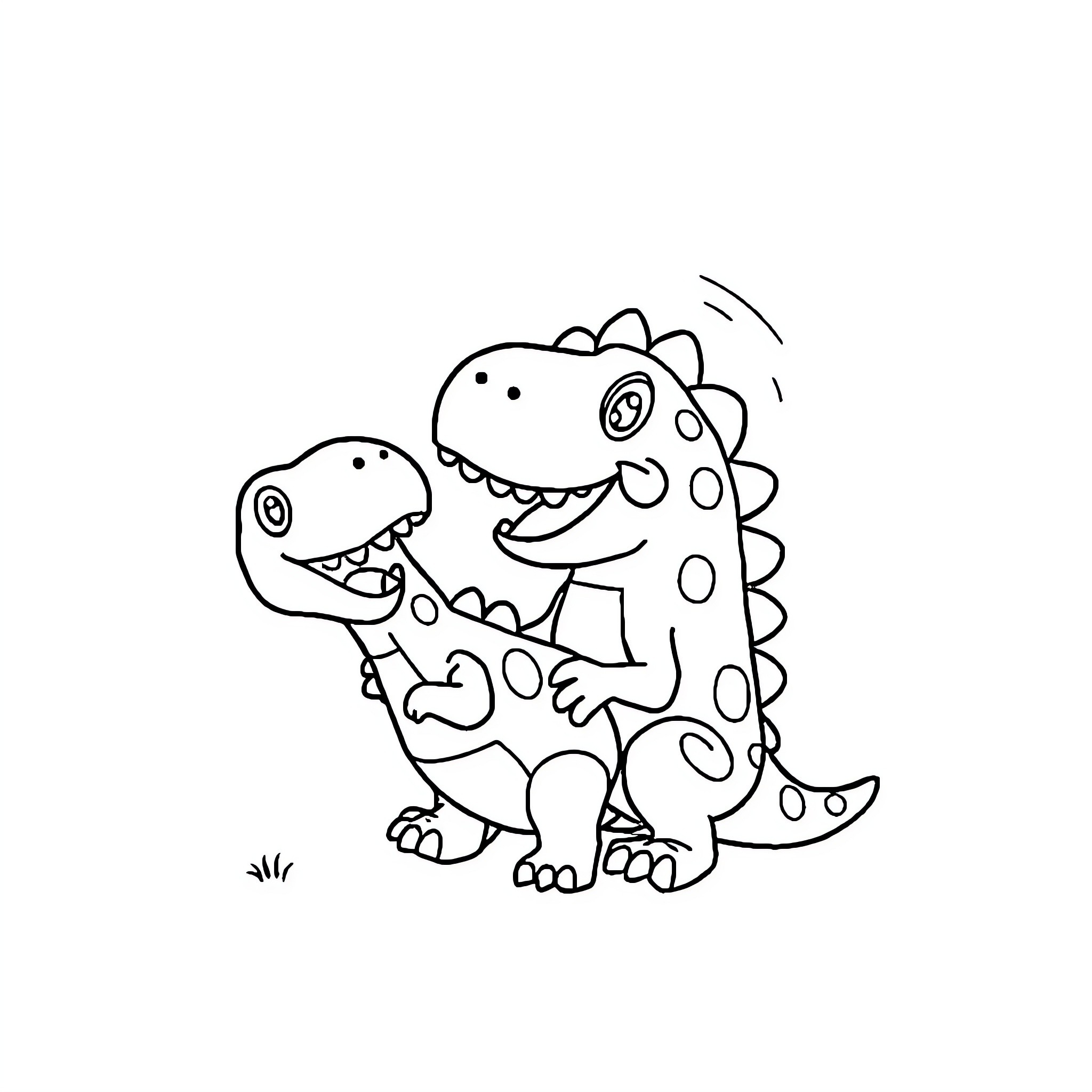 Blippi's Playful Dinosaur Adventure Coloring Page (free black-and-white line drawing printable PDF for all, from beginners to advanced learners, including children, teens, adults, and seniors)