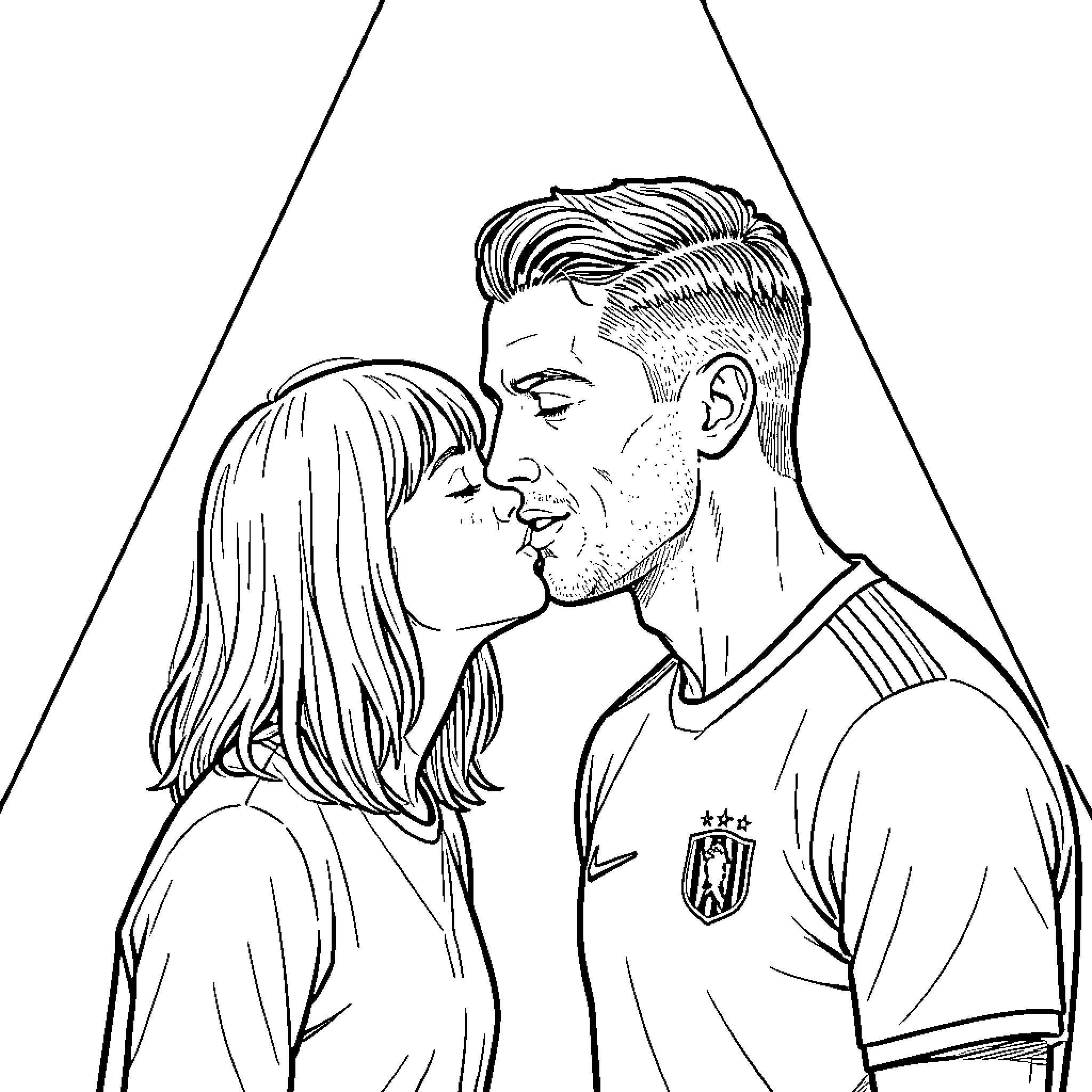 Billie Eilish in an intimate moment with her partner Coloring Page (free black-and-white line drawing printable PDF for all, from beginners to advanced learners, including children, teens, adults, and seniors)