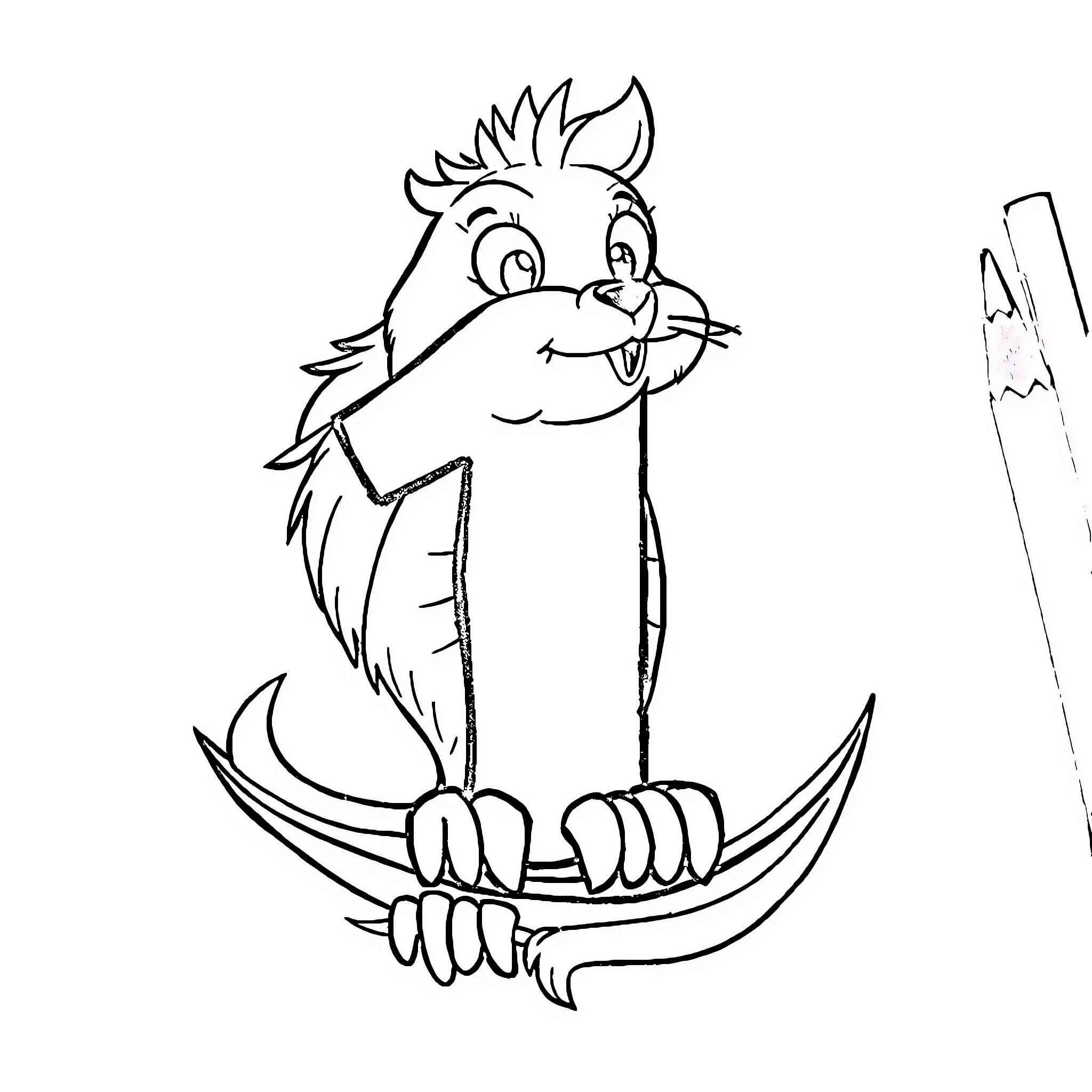 Number 1 Playful cartoon character with sharp claws Coloring Page (free black-and-white line drawing printable PDF for all, from beginners to advanced learners, including children, teens, adults, and seniors)