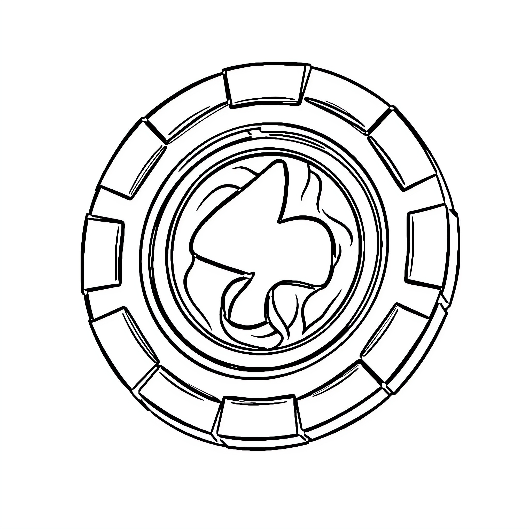 Poker Chip with Rabbit Symbol Coloring Page (free black-and-white line drawing printable PDF for all, from beginners to advanced learners, including children, teens, adults, and seniors)