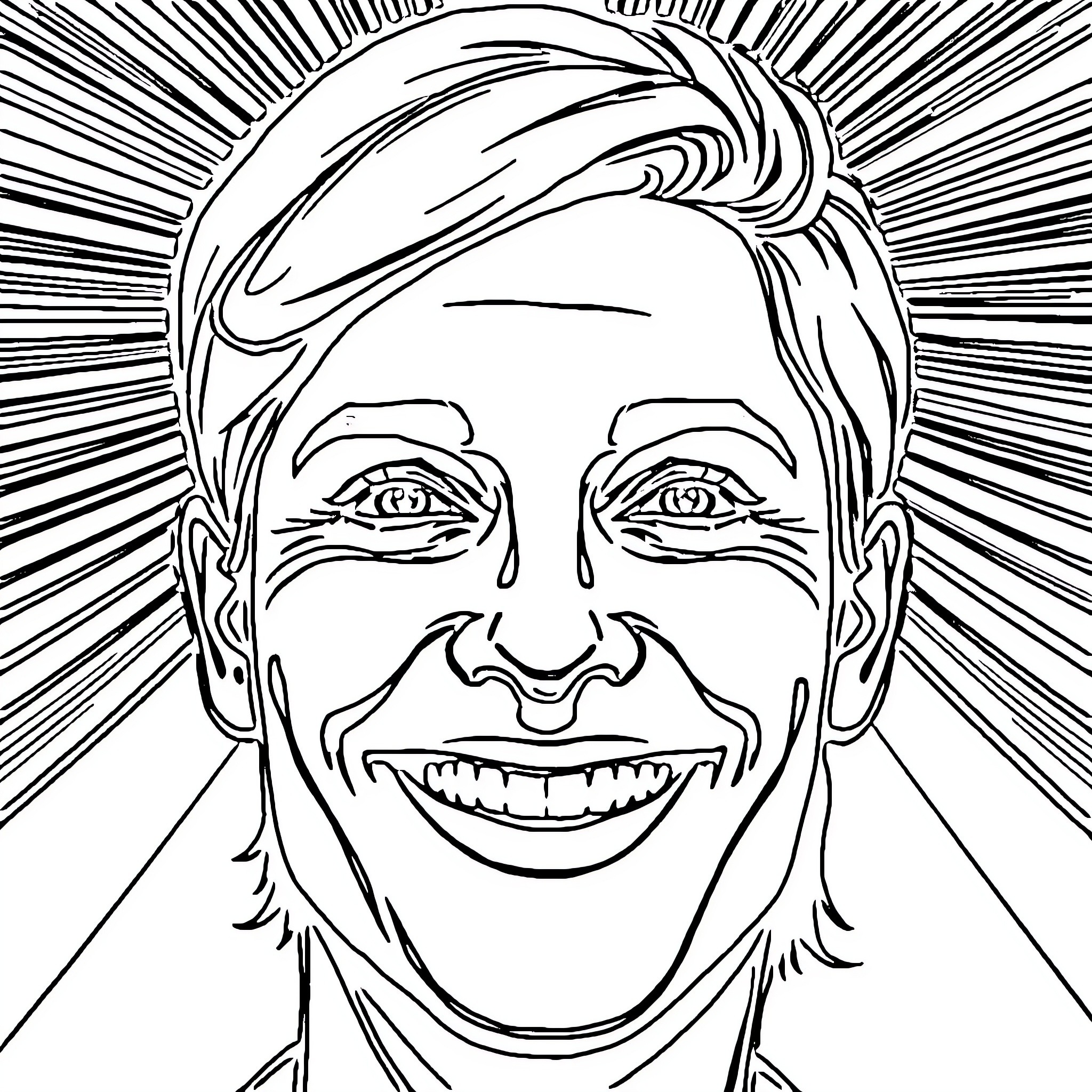 Photo of a smiling man with expressive eyes Coloring Page (free black-and-white line drawing printable PDF for all, from beginners to advanced learners, including children, teens, adults, and seniors)