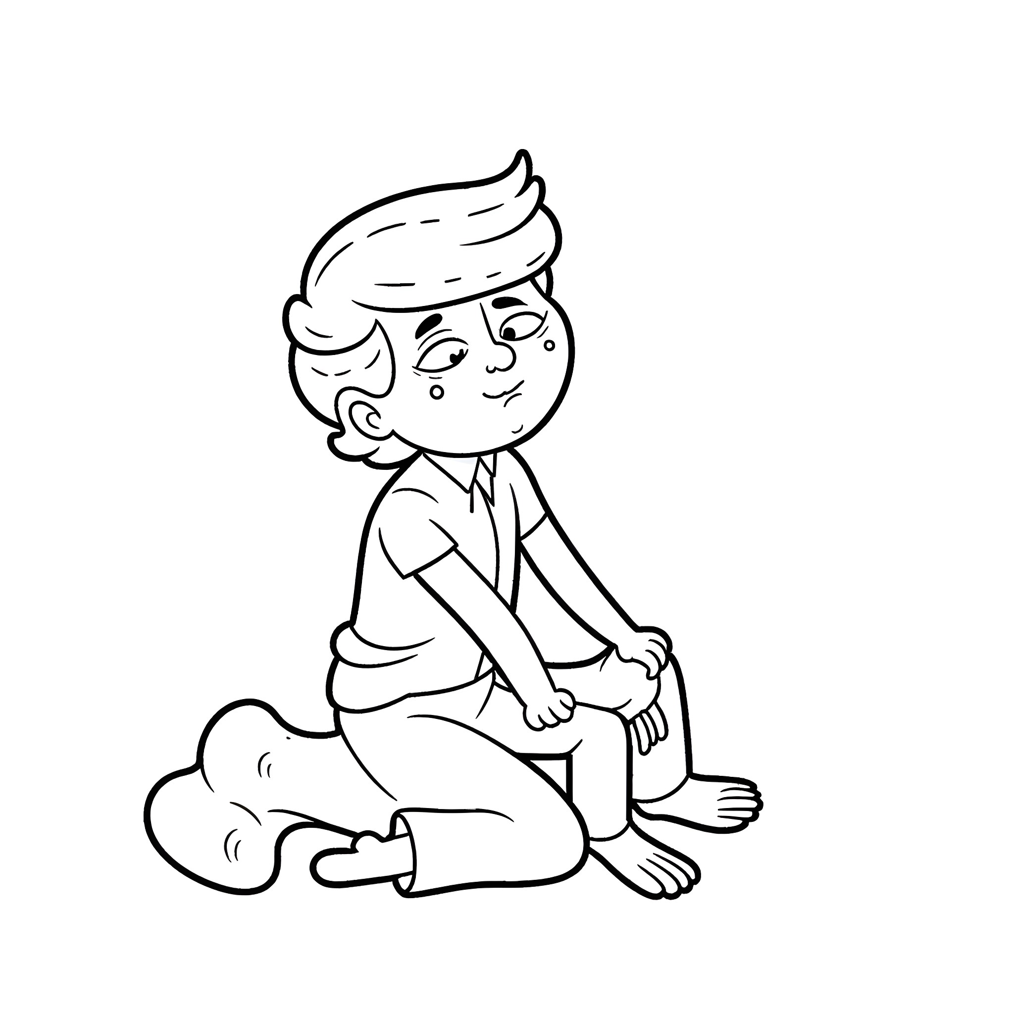 Donald Trump relaxing in casual attire Coloring Page (free black-and-white line drawing printable PDF for all, from beginners to advanced learners, including children, teens, adults, and seniors)