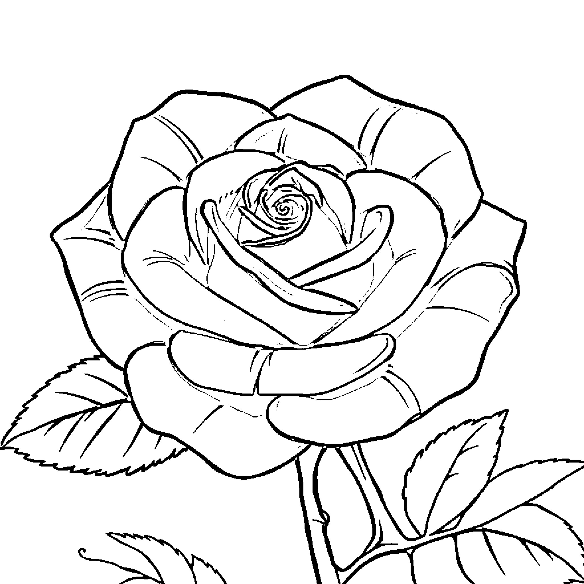Rose blossoming beautifully on the garden Coloring Page (free black-and-white line drawing printable PDF for all, from beginners to advanced learners, including children, teens, adults, and seniors)