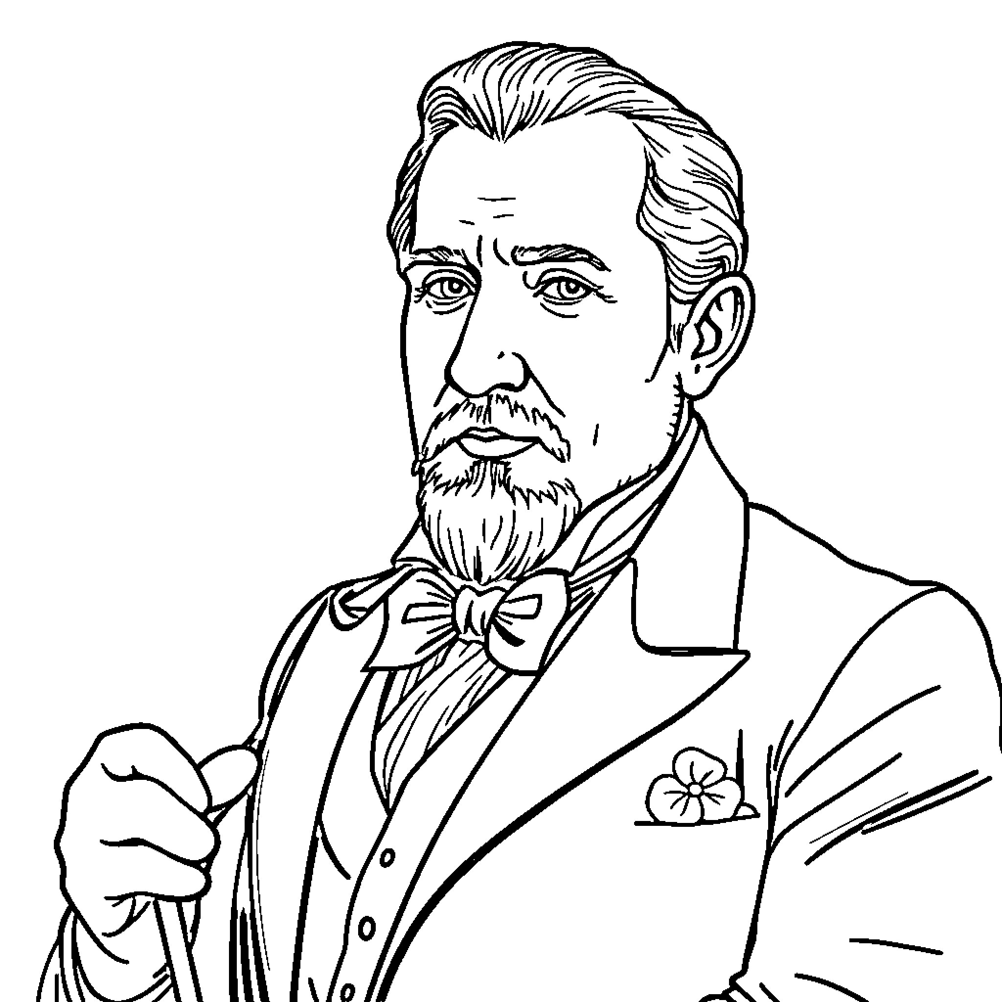 Francisco Gonzalez Bocanegra in formal attire with a serious expression Coloring Page (free black-and-white line drawing printable PDF for all, from beginners to advanced learners, including children, teens, adults, and seniors)