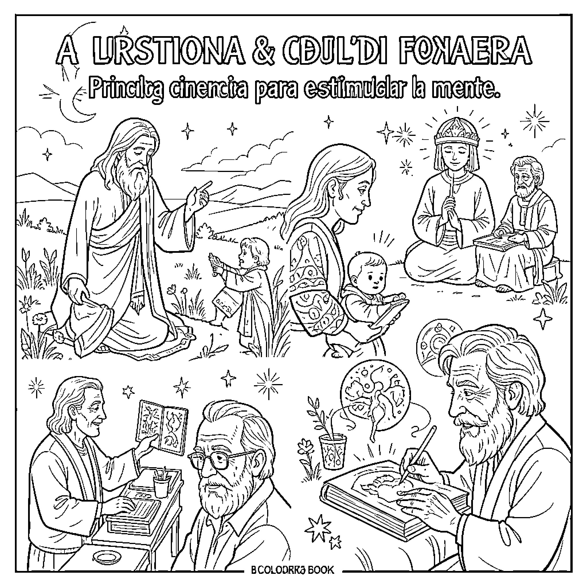 Cristiano's Journey: Exploring the Wonders of Faith and Knowledge Coloring Page (free black-and-white line drawing printable PDF for all, from beginners to advanced learners, including children, teens, adults, and seniors)