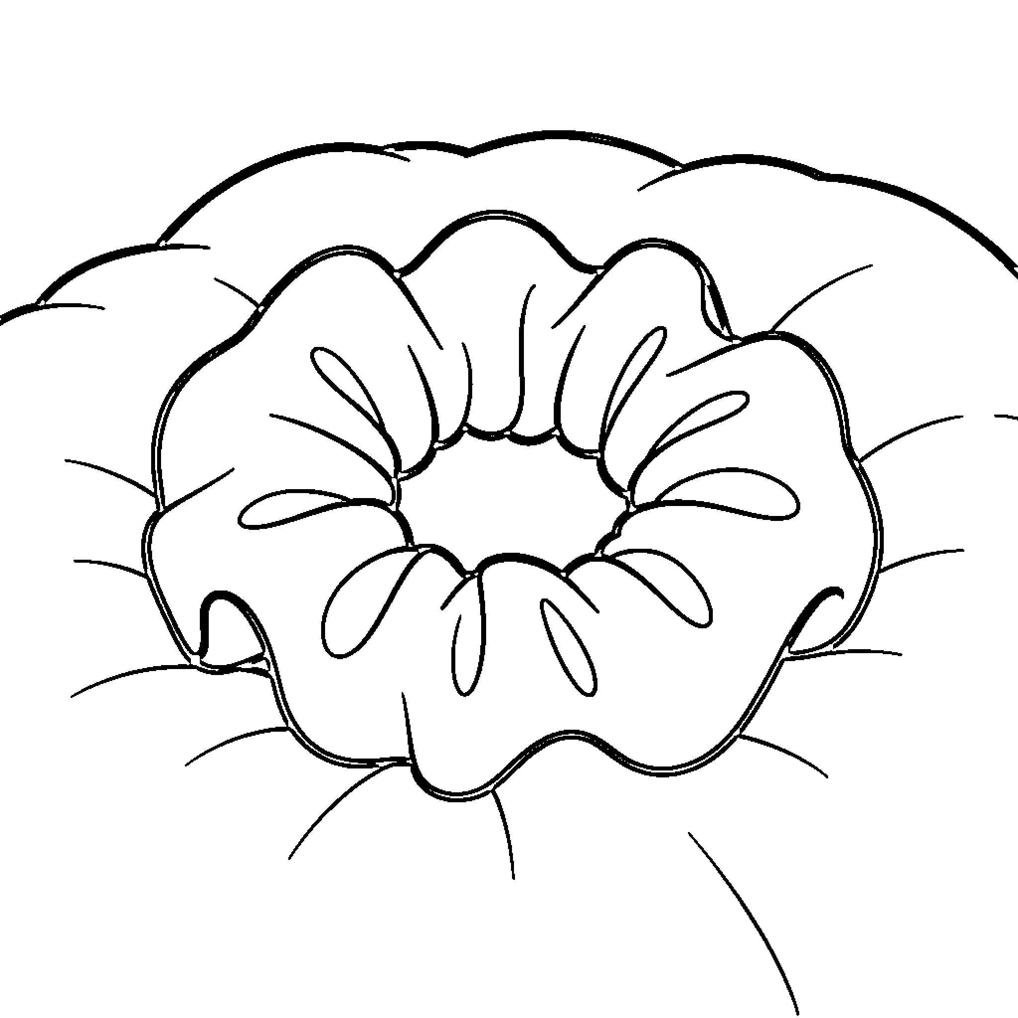 Scrunchie resting softly on a smooth surface Coloring Page (free black-and-white line drawing printable PDF for all, from beginners to advanced learners, including children, teens, adults, and seniors)