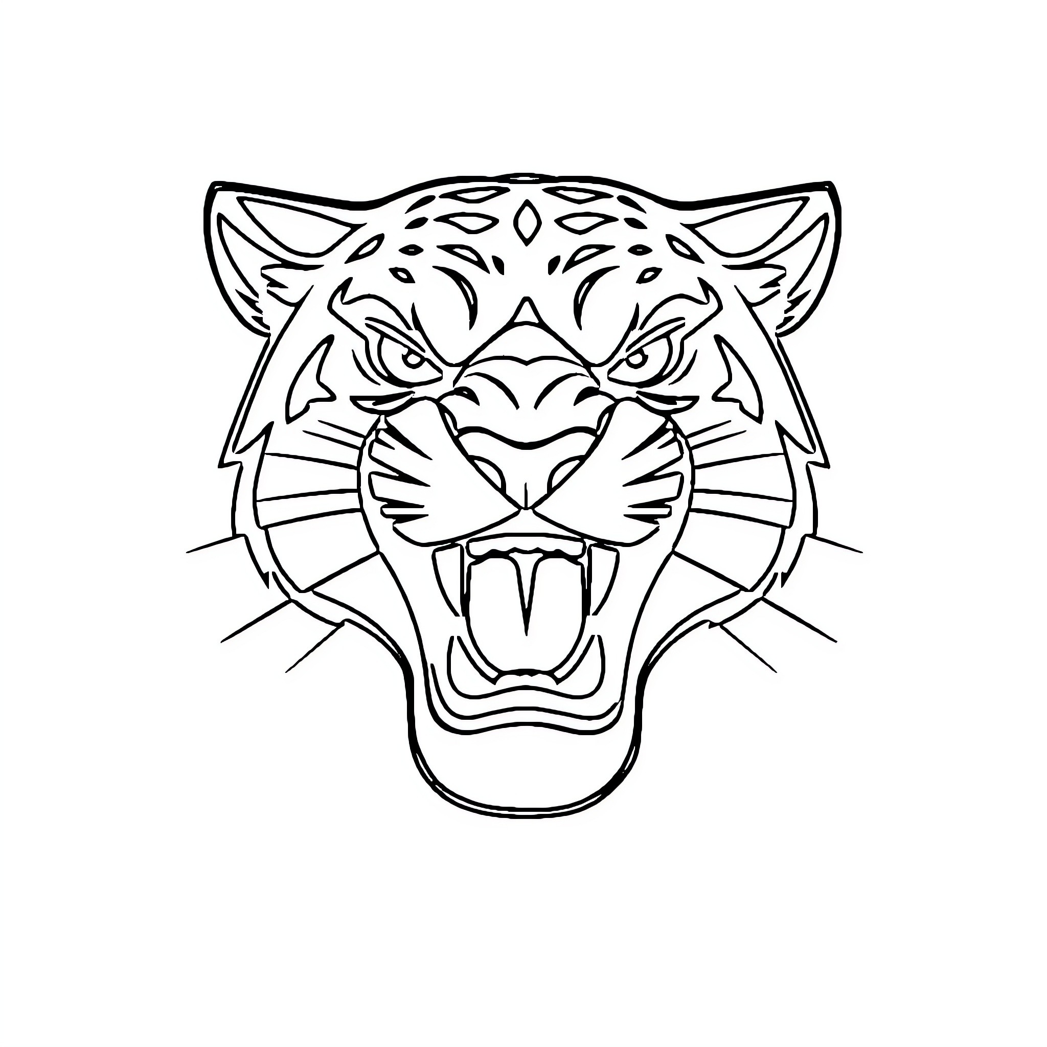 Panther with Fierce Expression Coloring Page (free black-and-white line drawing printable PDF for all, from beginners to advanced learners, including children, teens, adults, and seniors)