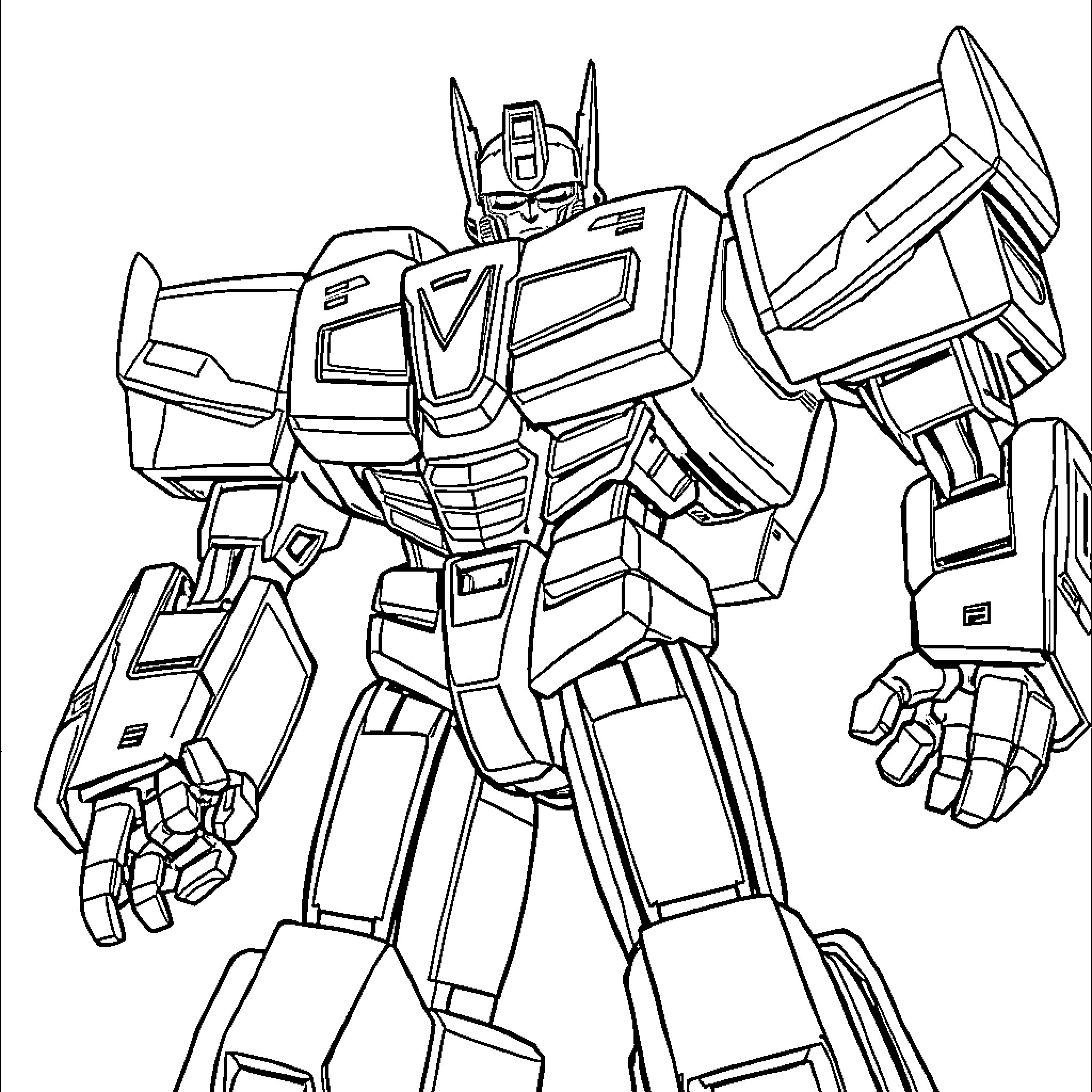 Megatron, the Mighty Transformer Robot Coloring Page (free black-and-white line drawing printable PDF for all, from beginners to advanced learners, including children, teens, adults, and seniors)