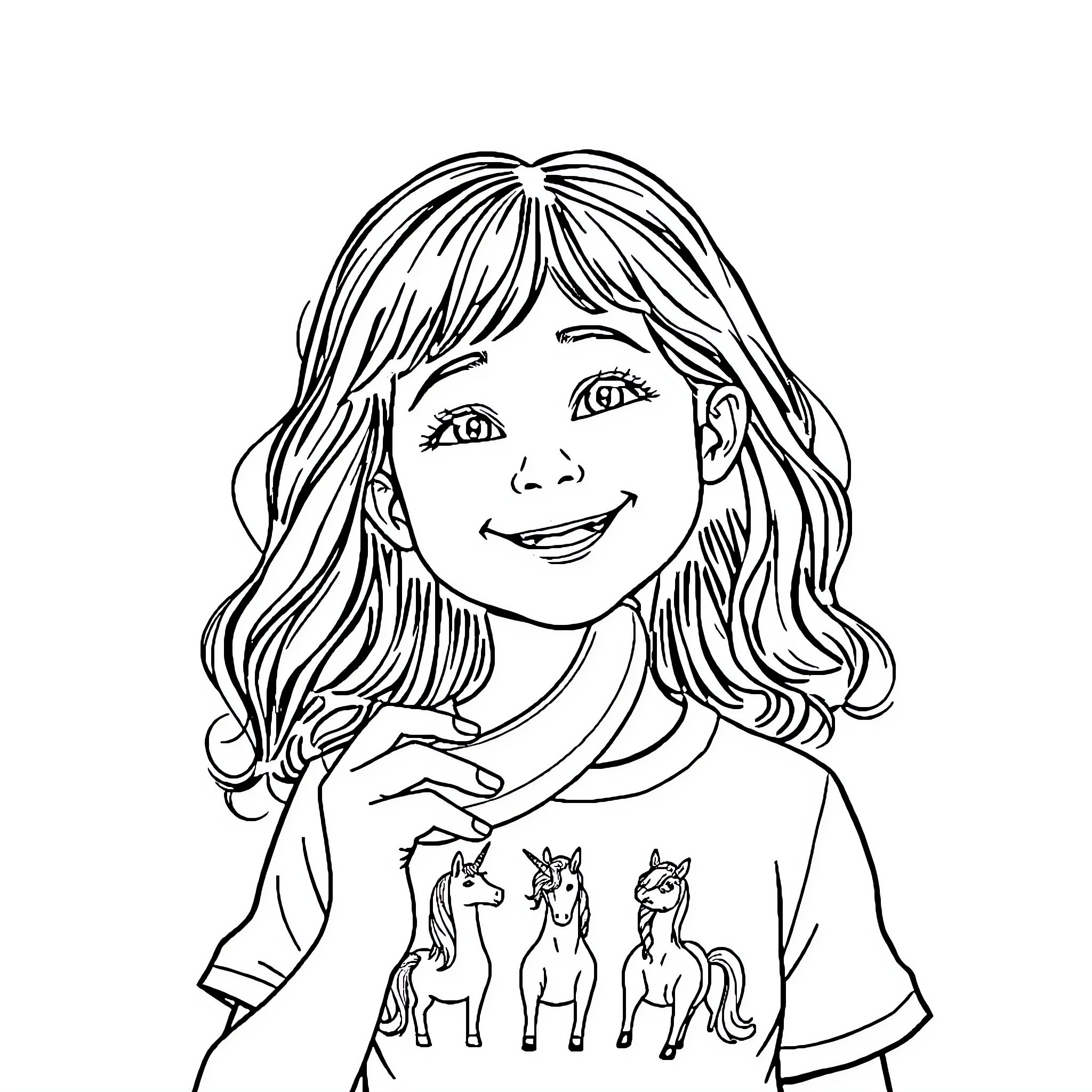 Unicorn Lover's Joyful Imagination Coloring Page (free black-and-white line drawing printable PDF for all, from beginners to advanced learners, including children, teens, adults, and seniors)