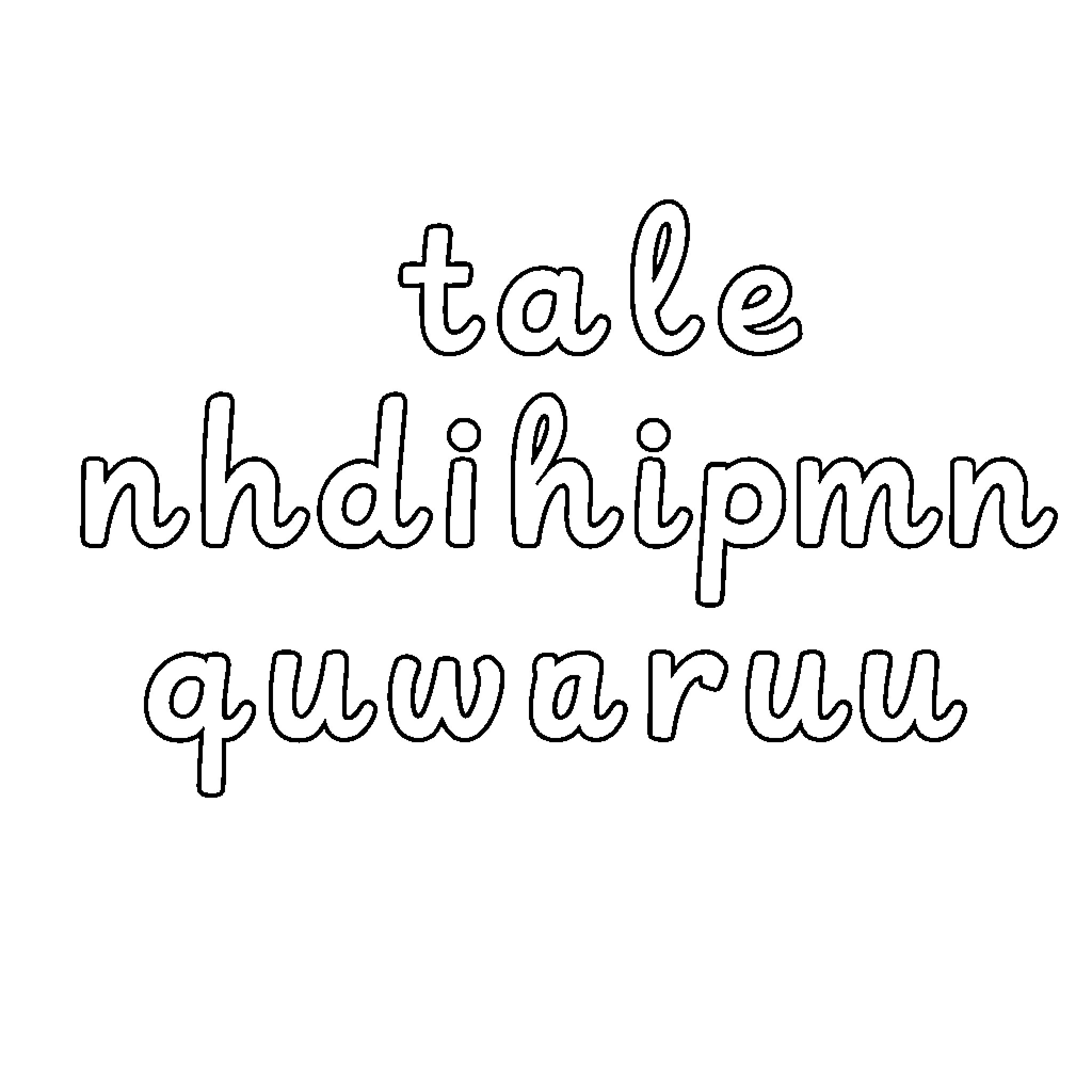 Italian Alphabet Illustrated in Calligraphic Style Coloring Page (free black-and-white line drawing printable PDF for all, from beginners to advanced learners, including children, teens, adults, and seniors)