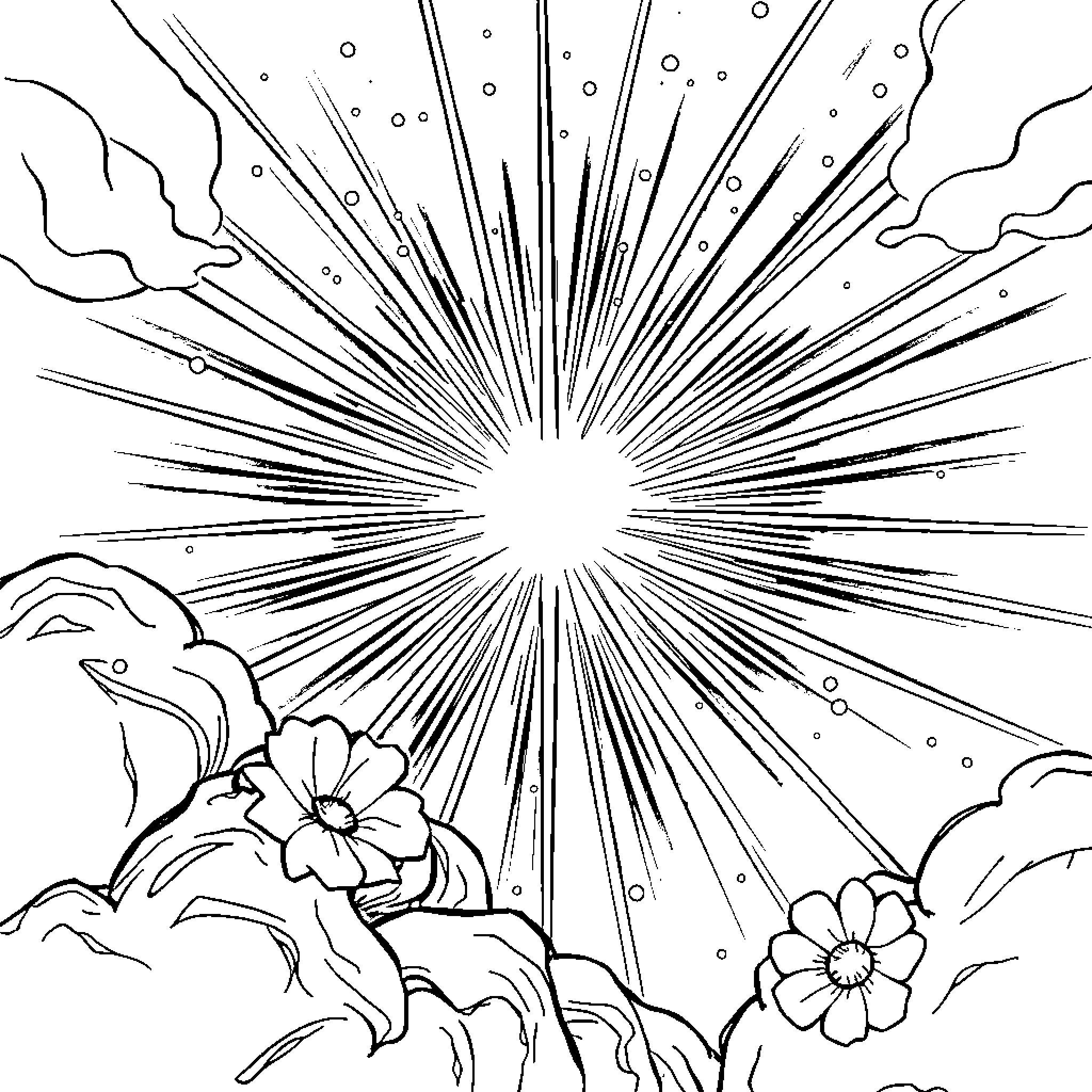 Faith in the Radiant Bloom Coloring Page (free black-and-white line drawing printable PDF for all, from beginners to advanced learners, including children, teens, adults, and seniors)