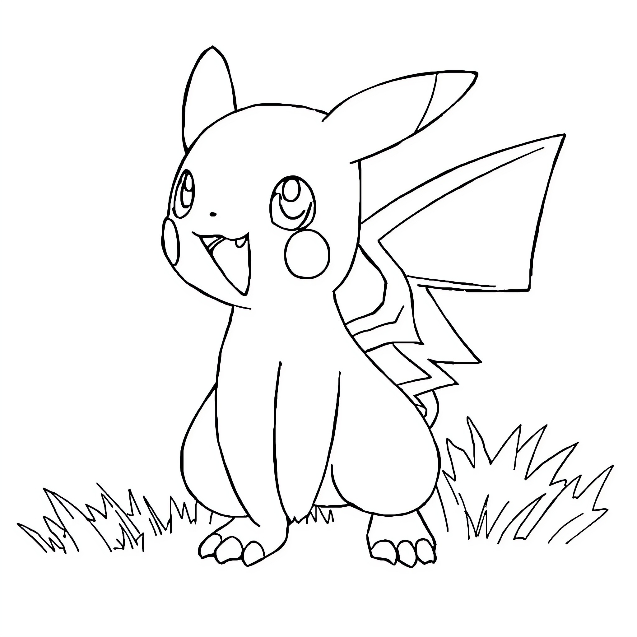 Pokémon character posed in a playful manner Coloring Page (free black-and-white line drawing printable PDF for all, from beginners to advanced learners, including children, teens, adults, and seniors)