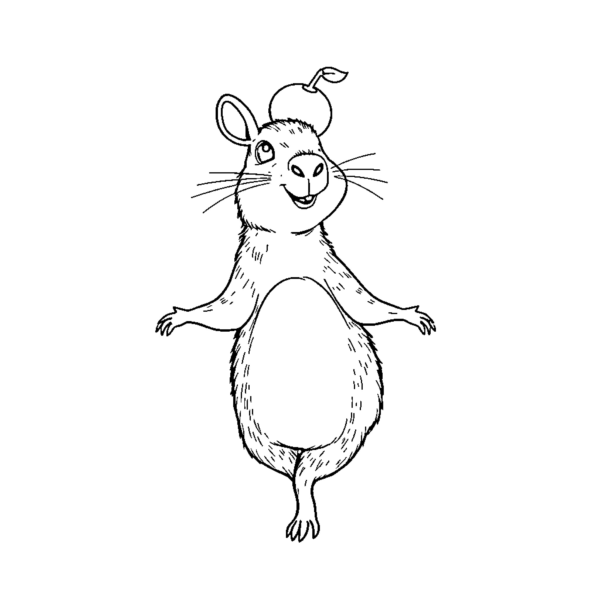 Capybara in a whimsical pose Coloring Page (free black-and-white line drawing printable PDF for all, from beginners to advanced learners, including children, teens, adults, and seniors)