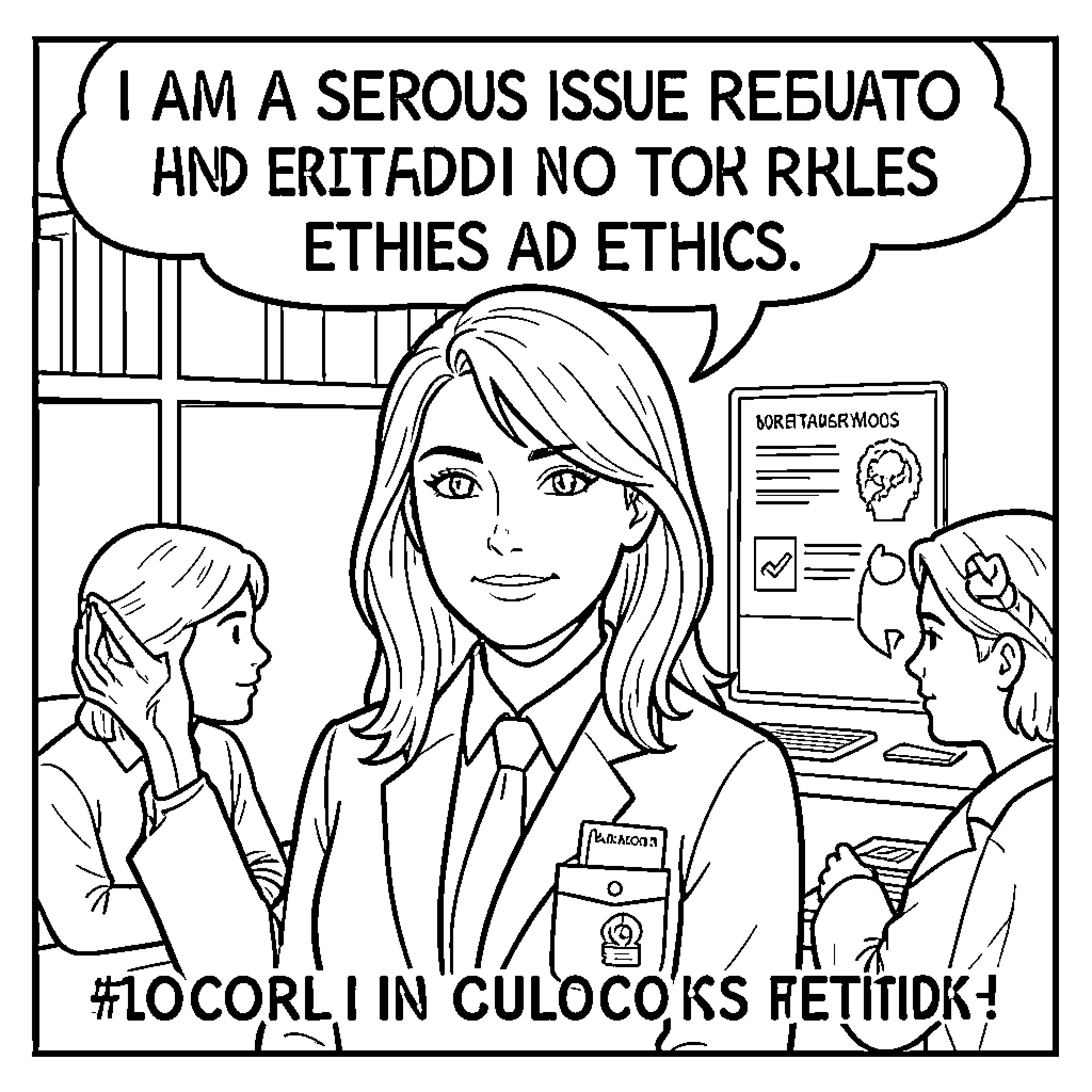 HR Violation: Serious Issue Regarding Unethical Practices Coloring Page (free black-and-white line drawing printable PDF for all, from beginners to advanced learners, including children, teens, adults, and seniors)