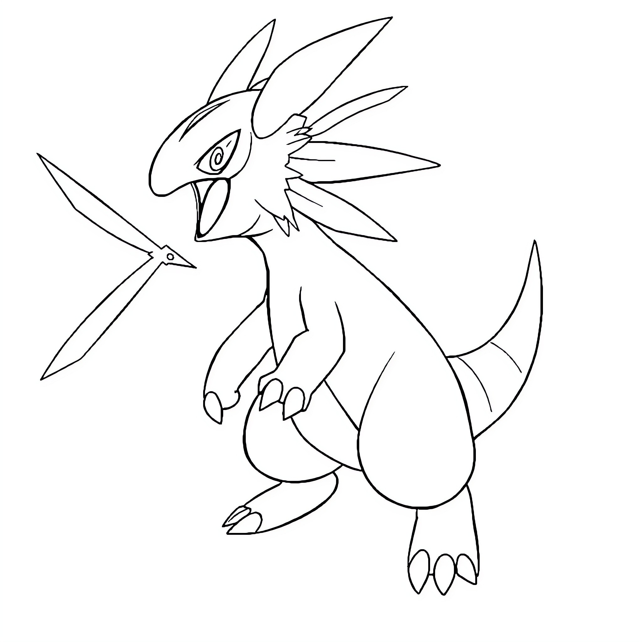 Amphinobi: Creature with sharp claws and wings Coloring Page (free black-and-white line drawing printable PDF for all, from beginners to advanced learners, including children, teens, adults, and seniors)